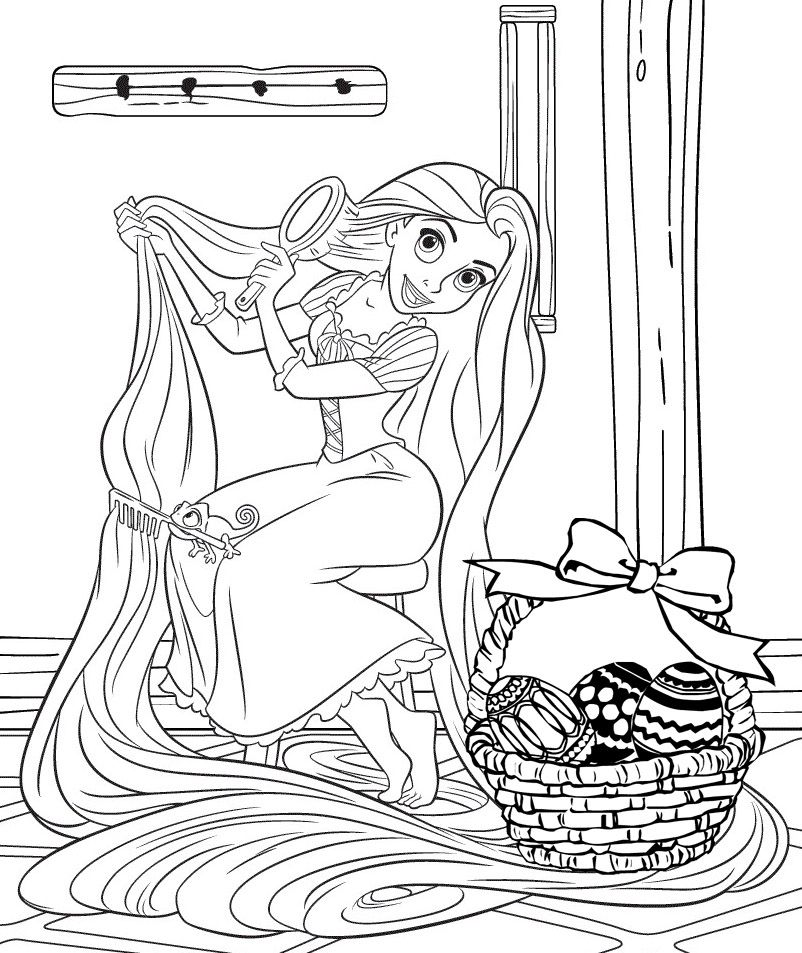 Coloriage Princesse Raiponce Œufs De Pâques Disney - Pâques Disney à imprimer