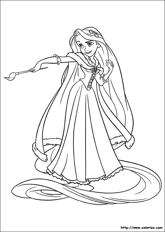 Coloriage Princesse Raiponse Est Une Artiste - Raiponce à imprimer