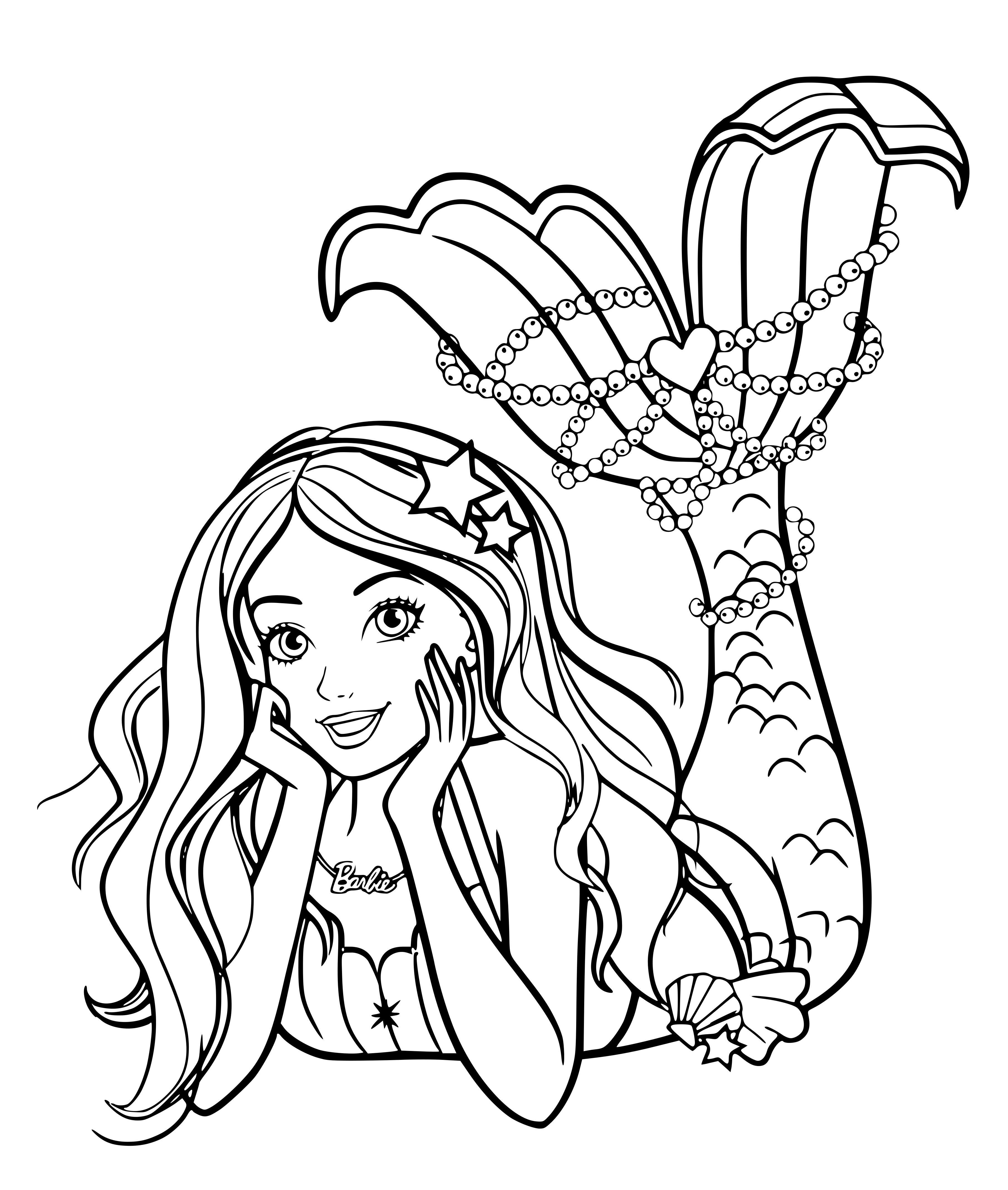 Coloriage Princesse Sirène Barbie - Princesse disney à imprimer