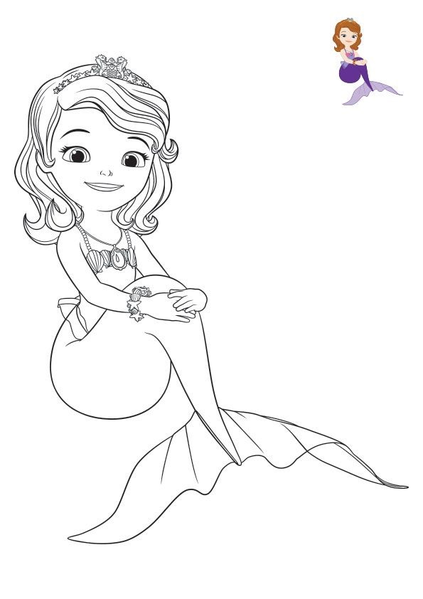 Coloriage Princesse Sofia En Sirène - Princesse disney à imprimer