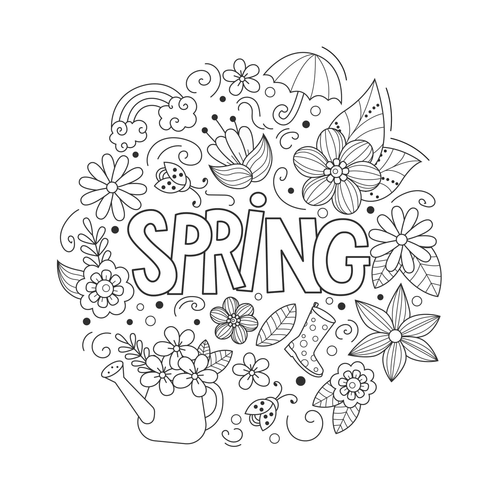 Coloriage Printemps Adulte Mandala Spring - Printemps à imprimer