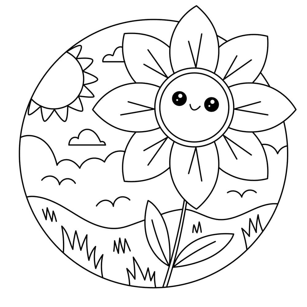Coloriage Printemps Kawaii Facile Maternelle - Printemps à imprimer