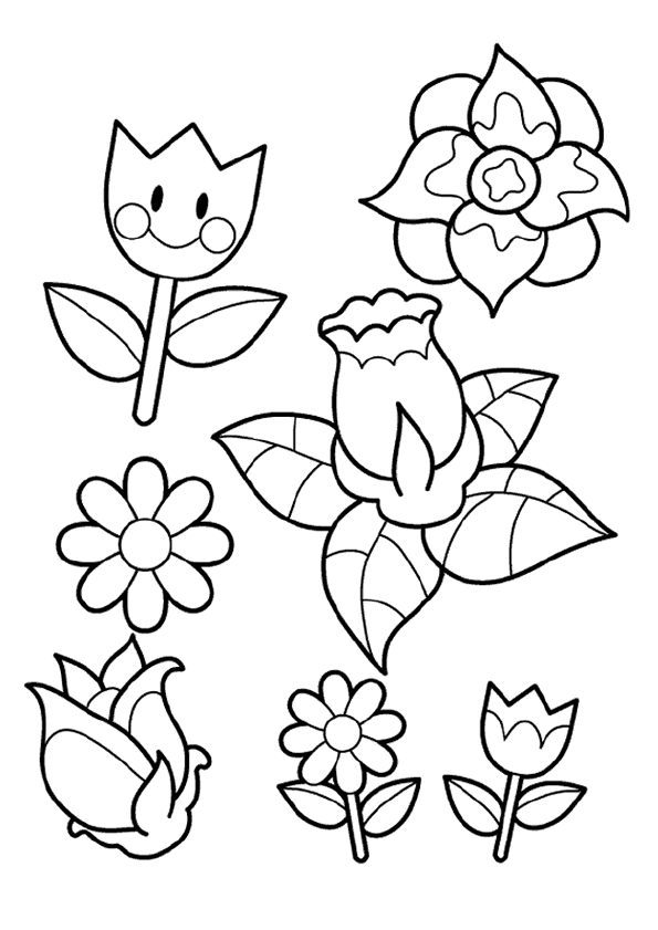 Coloriage Printemps Maternelle Enfant Fleurs Soleil - Printemps à imprimer