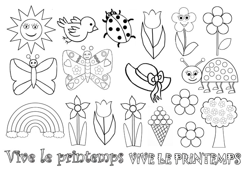 Coloriage Printemps Maternelle - Printemps à imprimer
