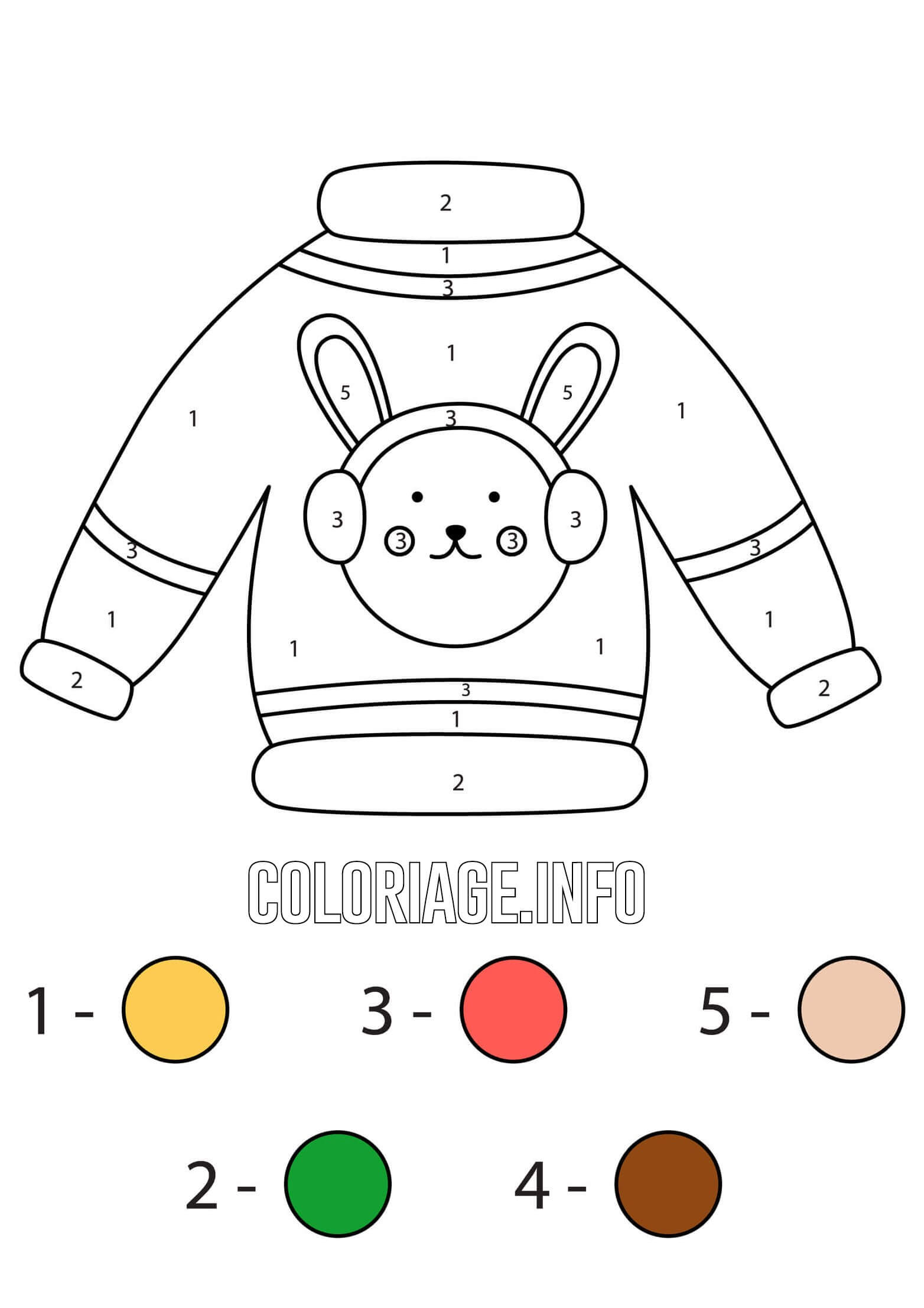 Coloriage Pull Avec Un Lapin En Hiver Magique Noël Facile - Magique noel à imprimer