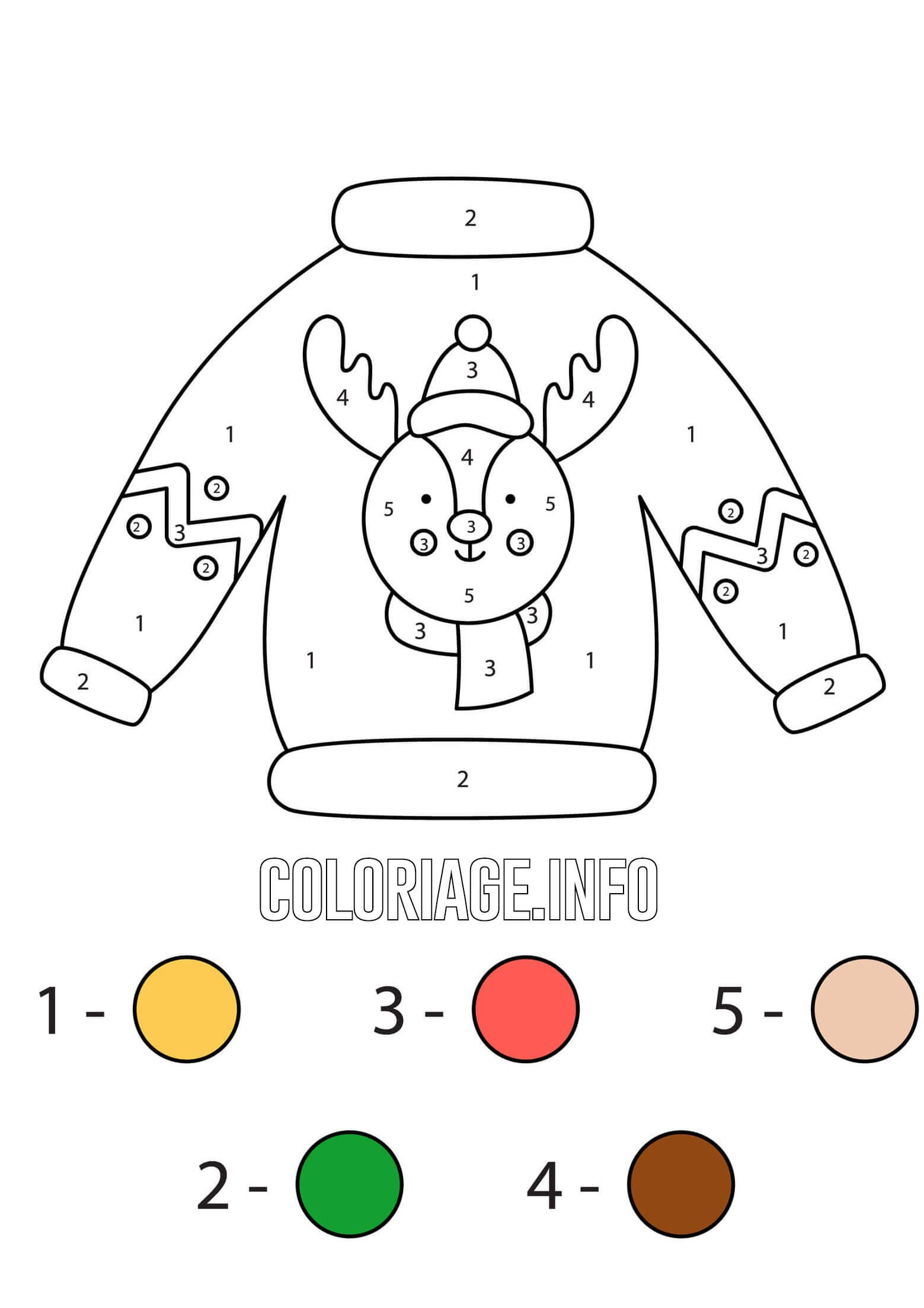 Coloriage Pull De Noël Avec Le Renne Damerique Du Nord Magique Noël Facile - Magique noel à imprimer