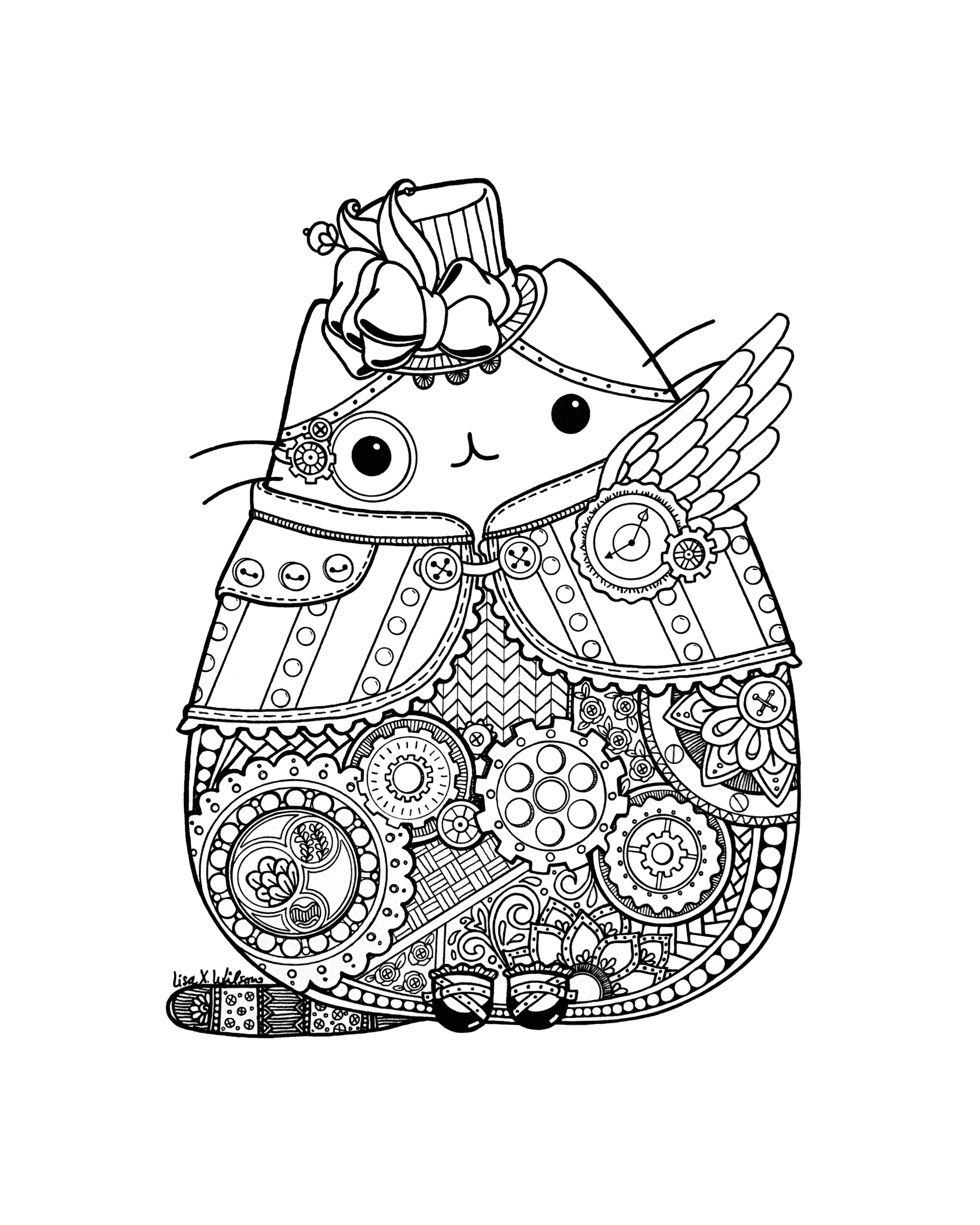 Coloriage Pusheen Adult Complex Zentangle - Pusheen à imprimer