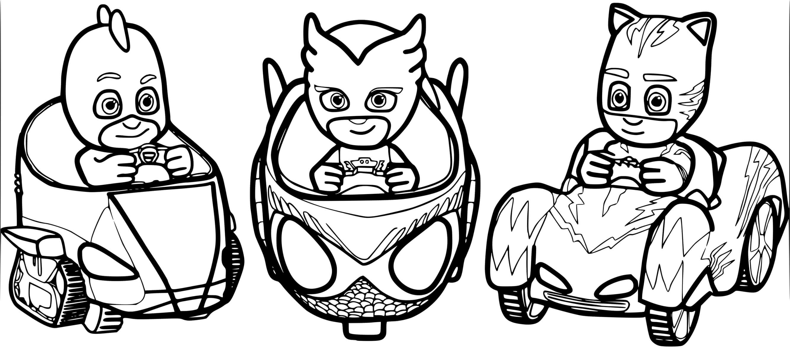Coloriage Pyjamasques En Voiture De Course - Pyjamasques à imprimer