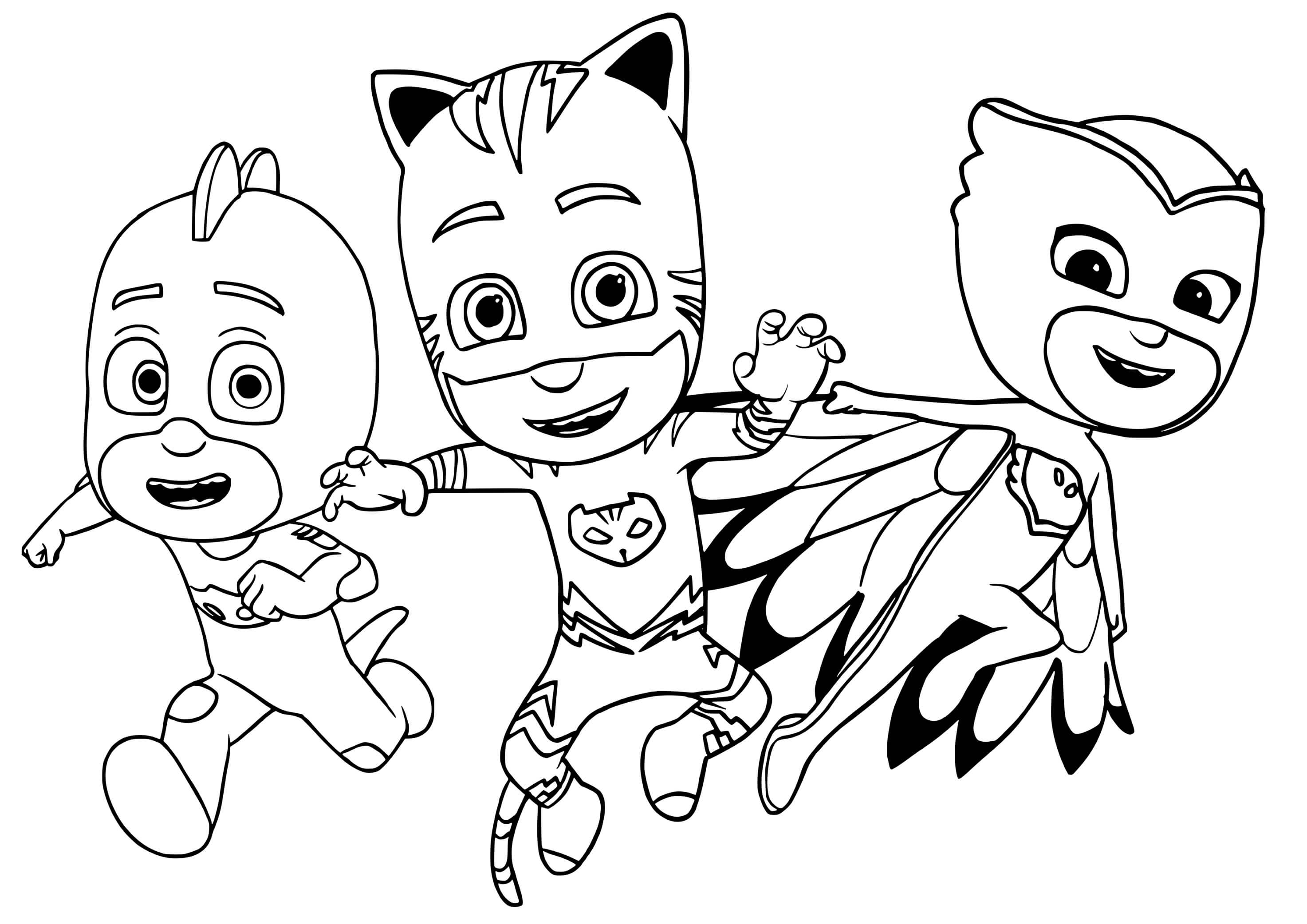 Coloriage Pyjamasques Pjmasks Sacha Yoyo Amaya Bibou Greg Gluglu - Pyjamasques à imprimer