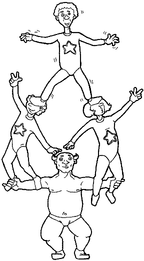 Coloriage Pyramide Humaine - Cirque à imprimer
