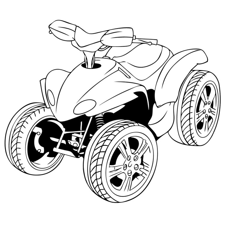 Coloriage Quad tout-terrain en pleine vitesse - Moto à imprimer