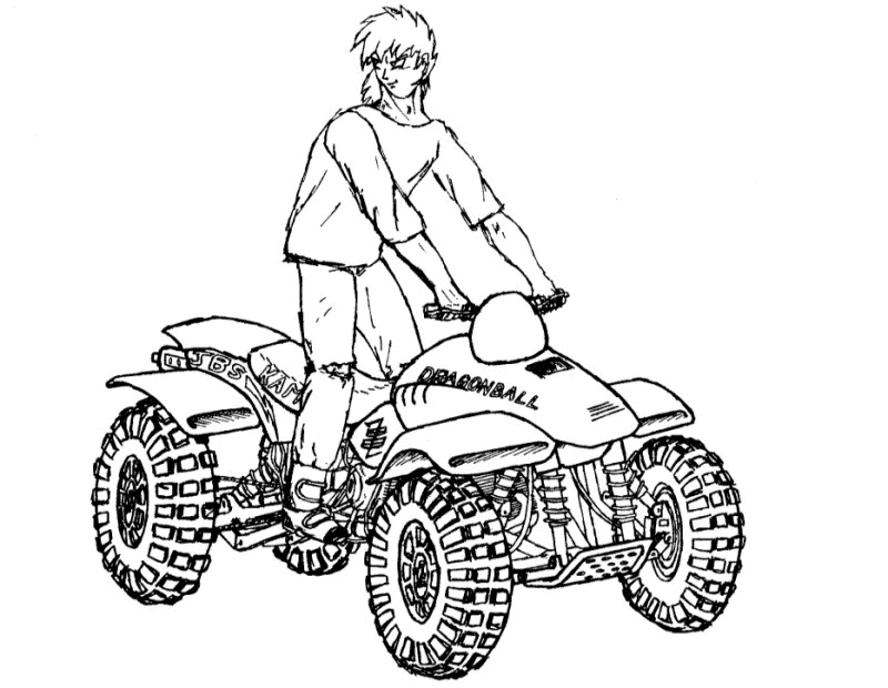 Coloriage Quad - Garçon à imprimer
