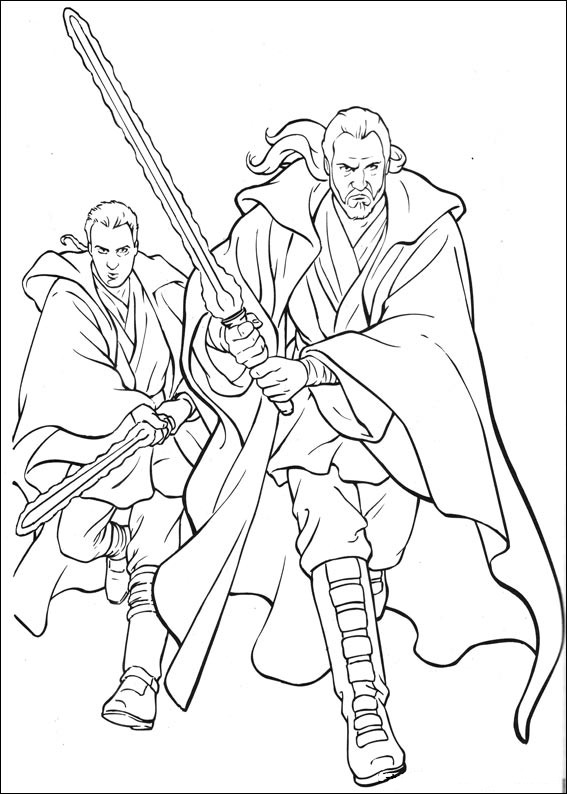 Coloriage Qui Gan Avec Son Sabre - Star wars à imprimer