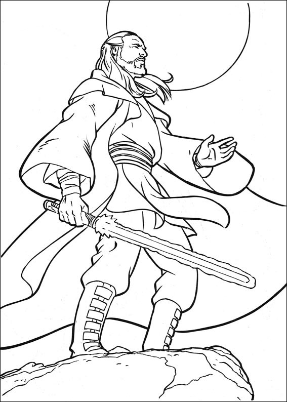 Coloriage Qui Gan Sabre Au Sommet - Star wars à imprimer