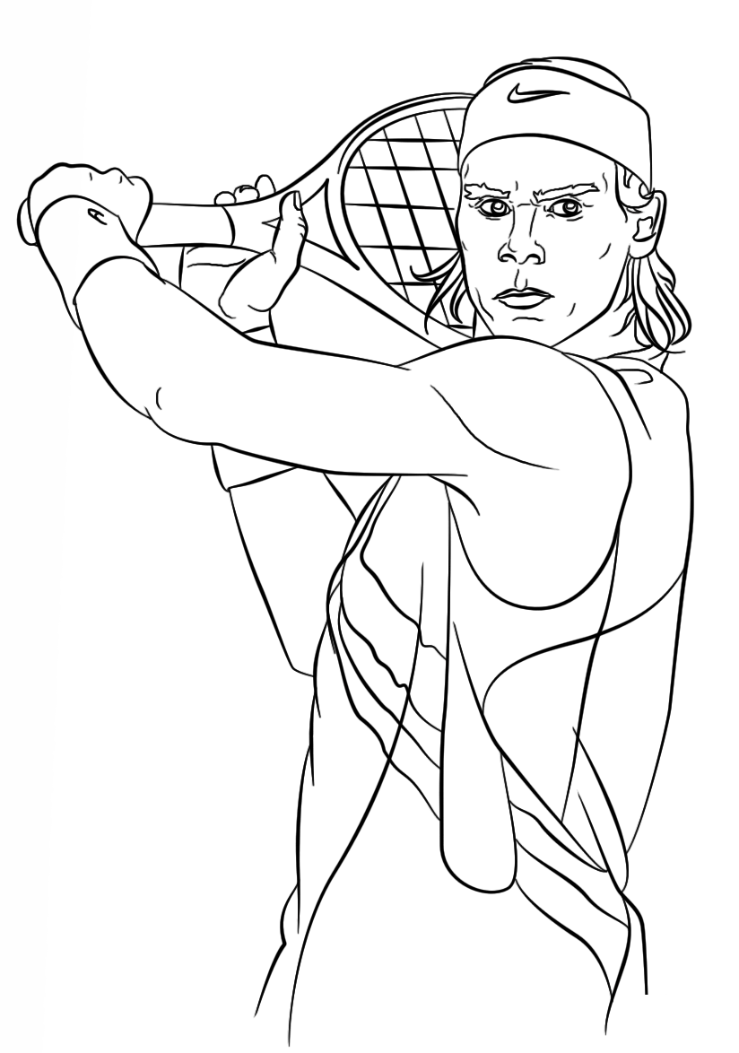 Coloriage Rafael Nadal Tennis - Tennis à imprimer