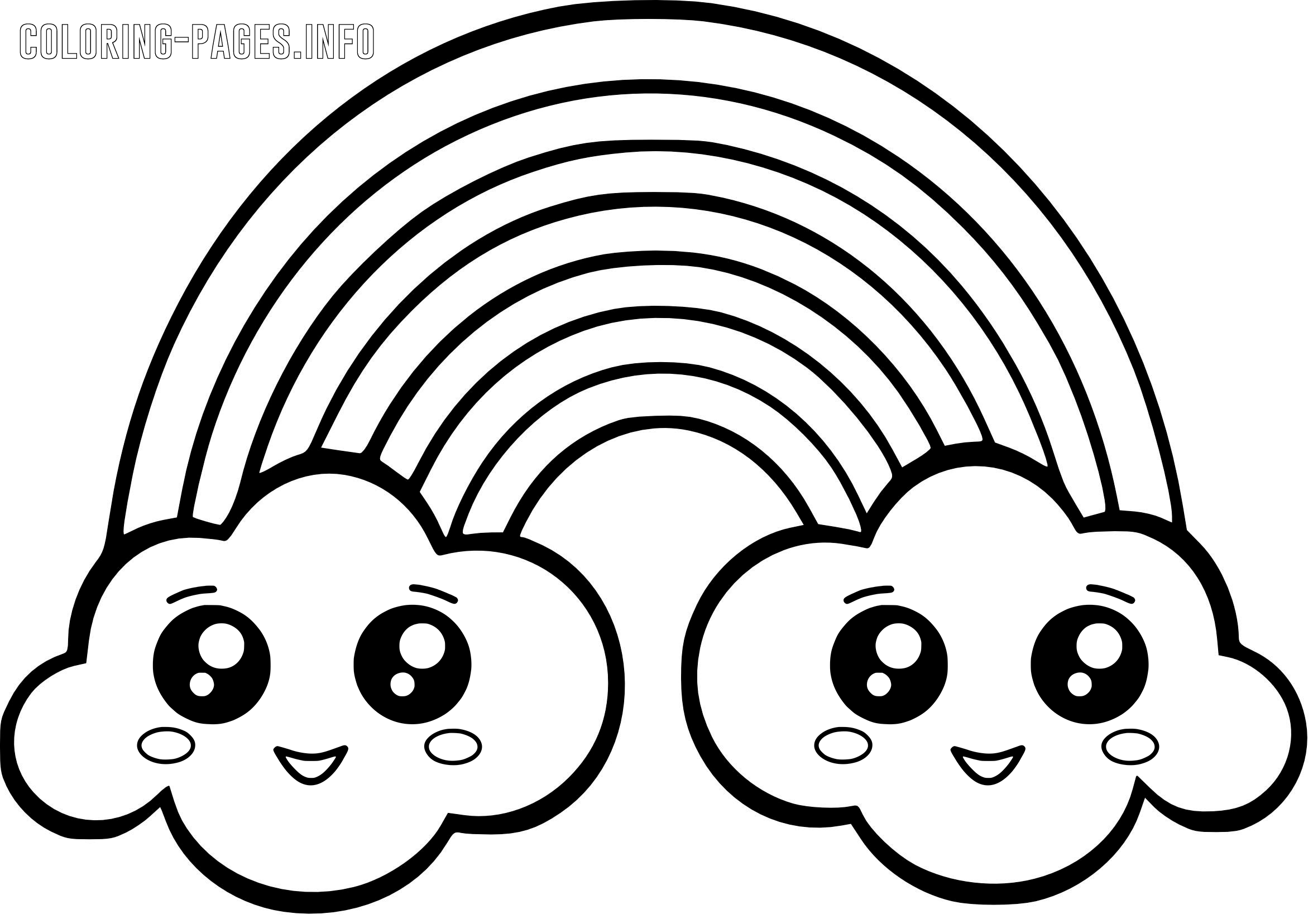 Coloriage Rainbow Kawaii - Kawaii à imprimer