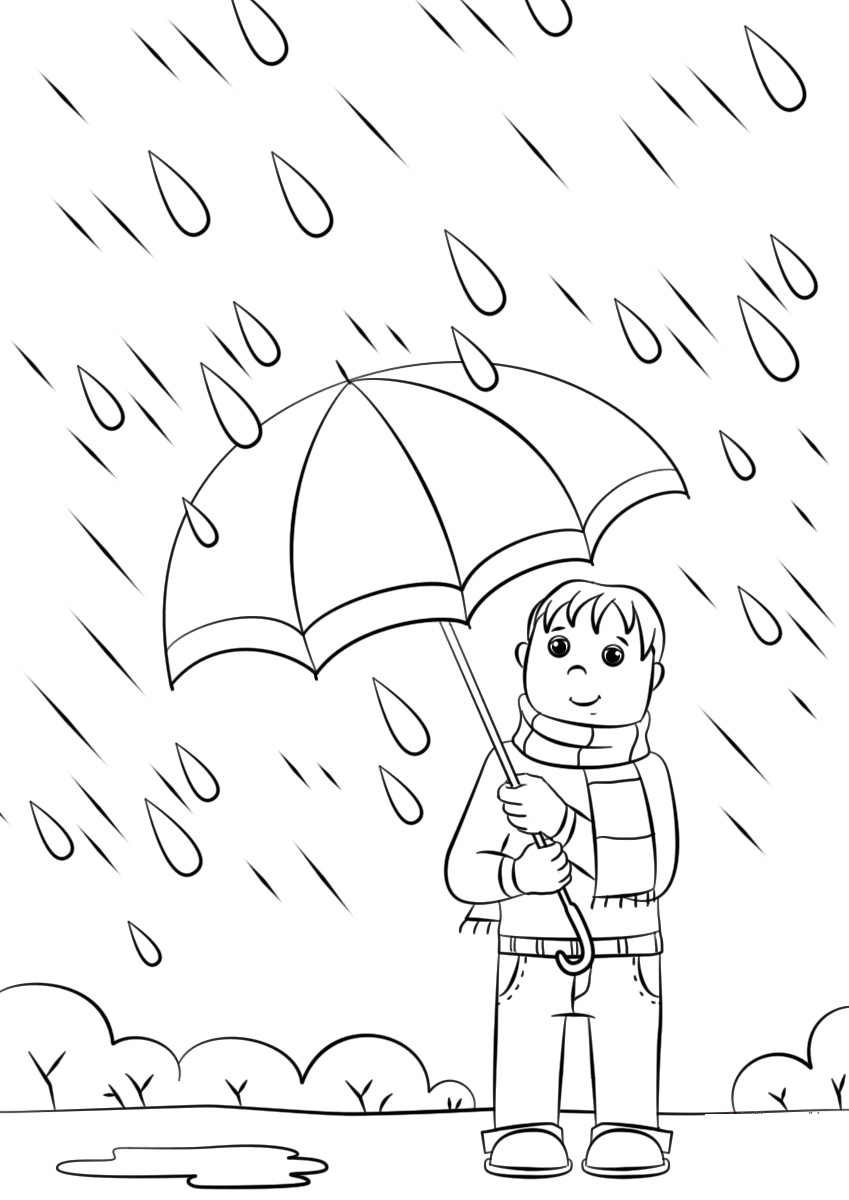 Coloriage Rainy Day Automne - Automne à imprimer