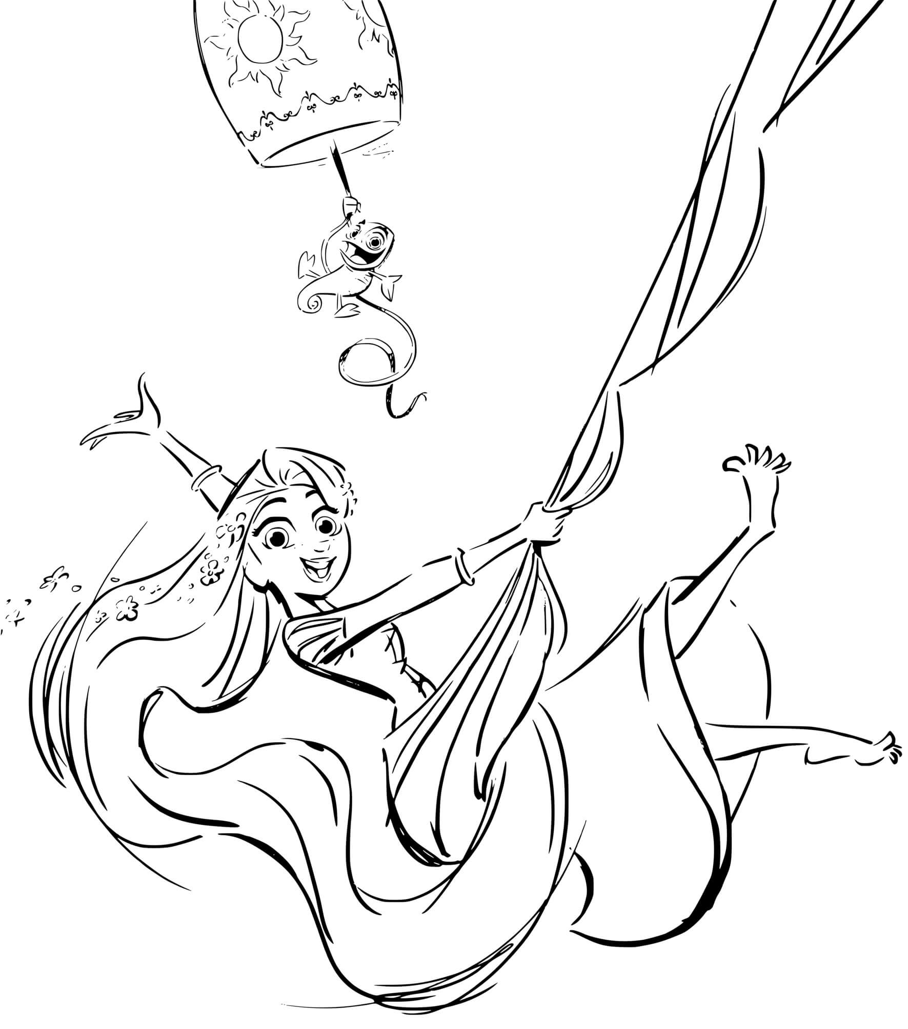 Coloriage Raiponce 2 Saute Avec Pascal - Raiponce à imprimer