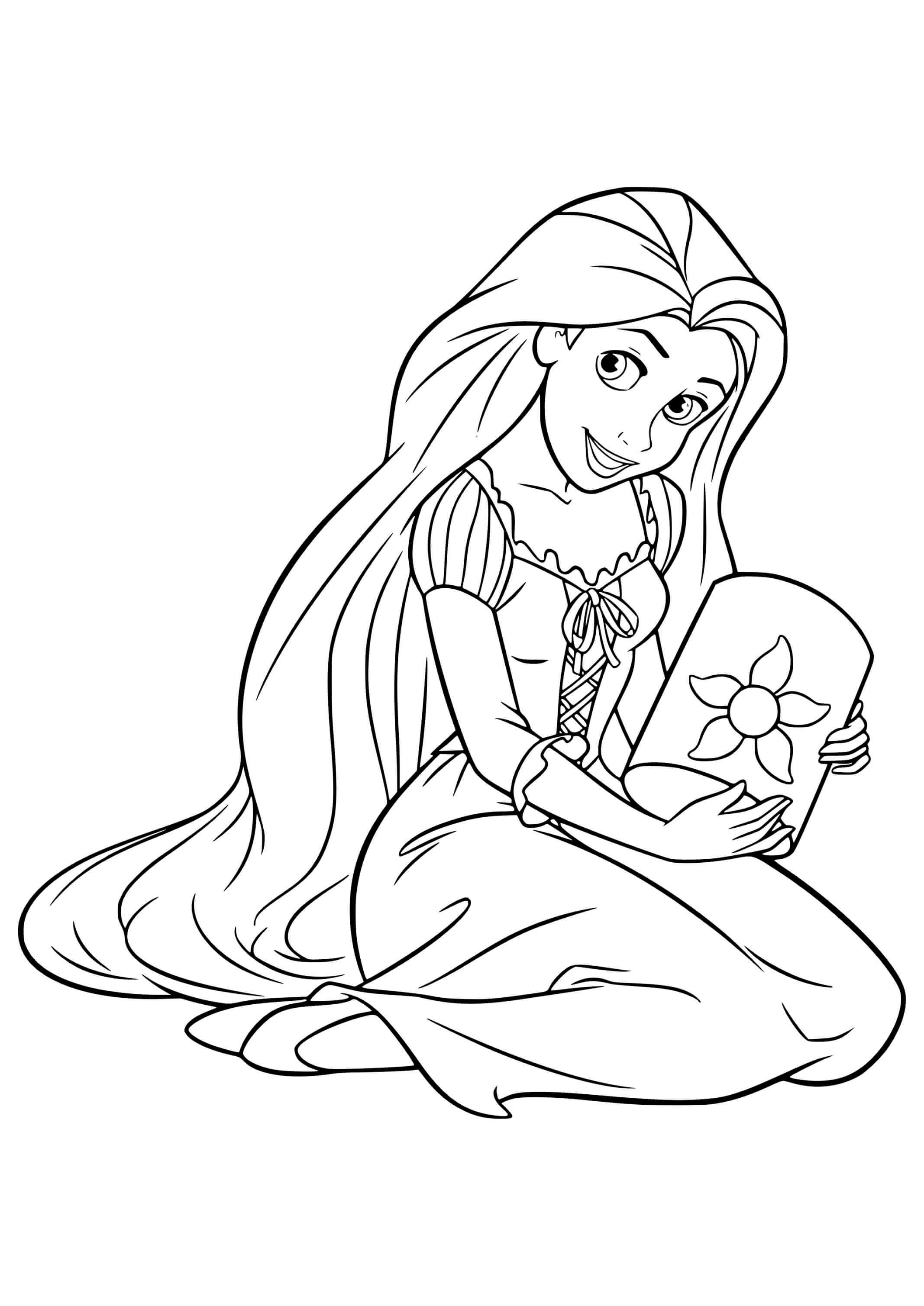 Coloriage Raiponce Avec Un Pot De Fleur - Raiponce à imprimer