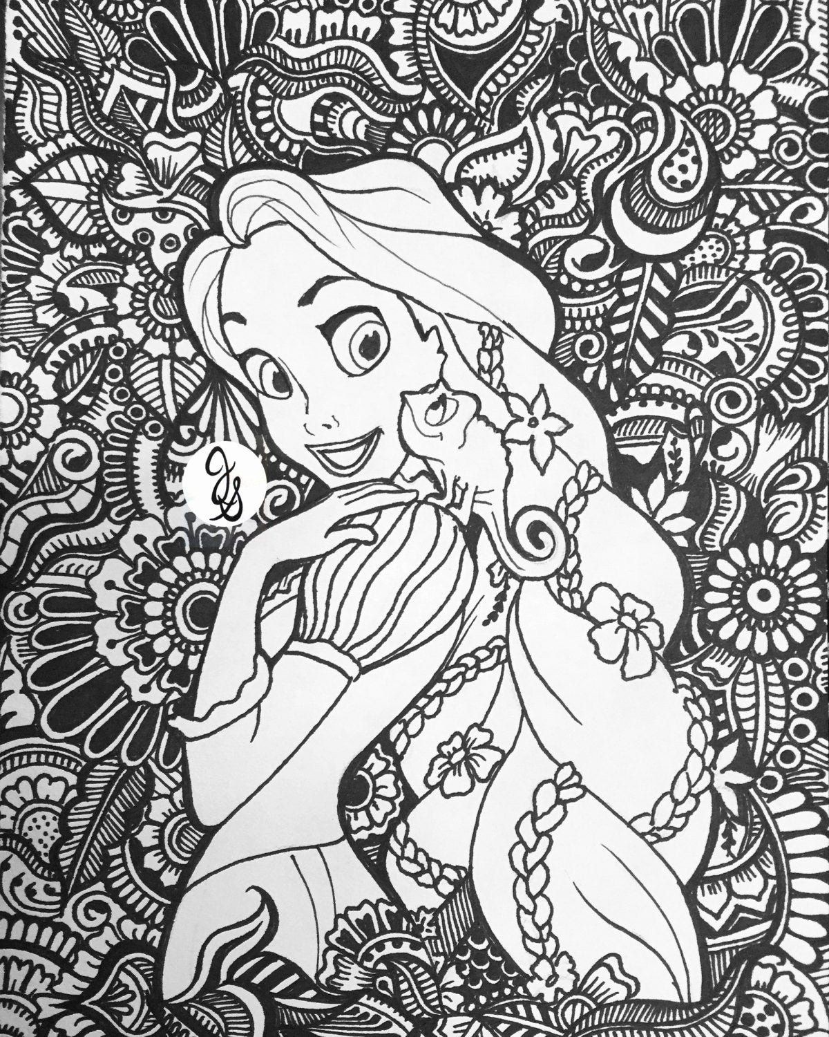 Coloriage Raiponce Disney Adulte - Disney adulte à imprimer