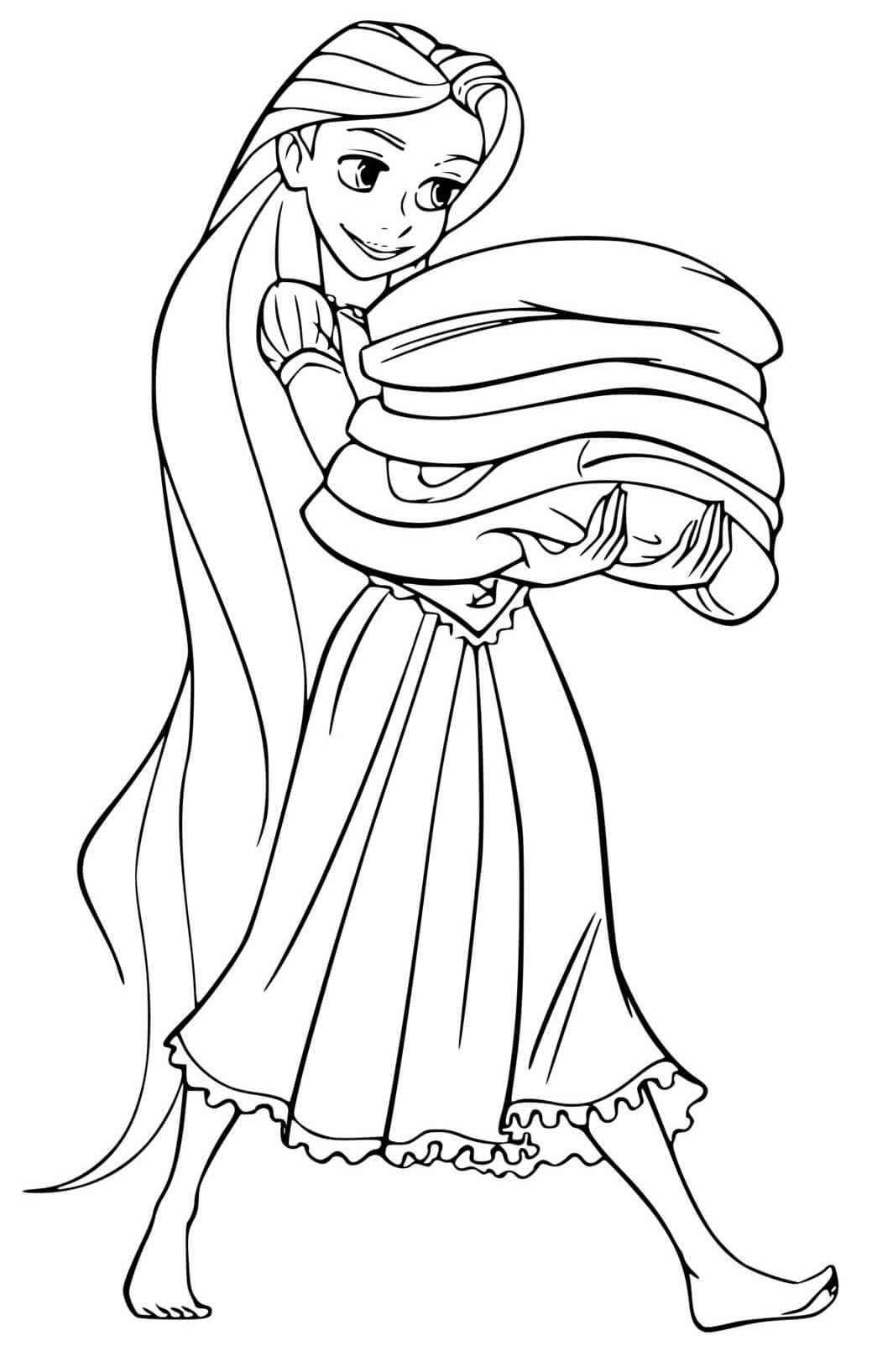 Coloriage Raiponce Fait Le Menage De La Maison - Raiponce à imprimer