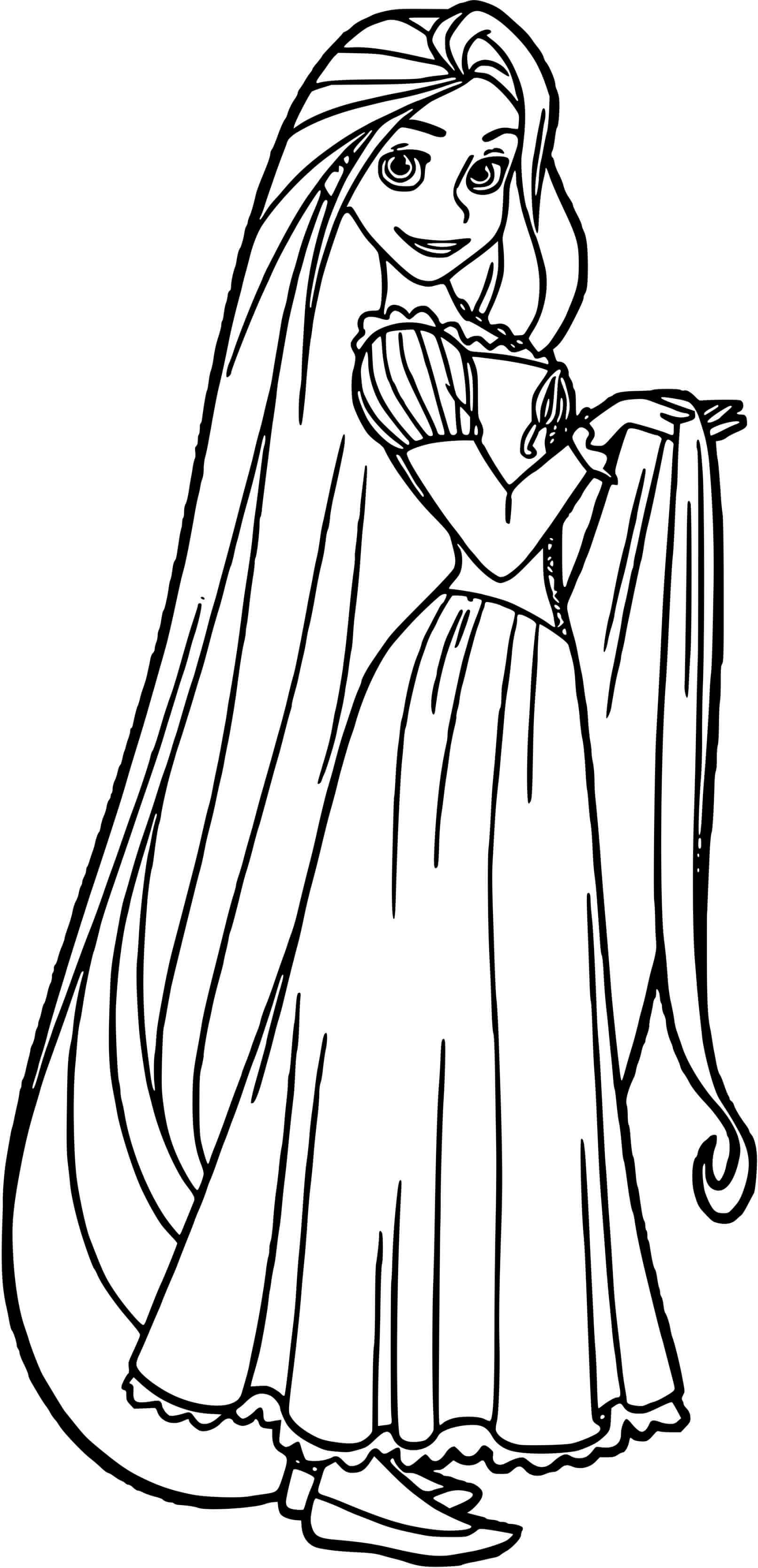 Coloriage Raiponce Montre Ses Cheveux - Raiponce à imprimer