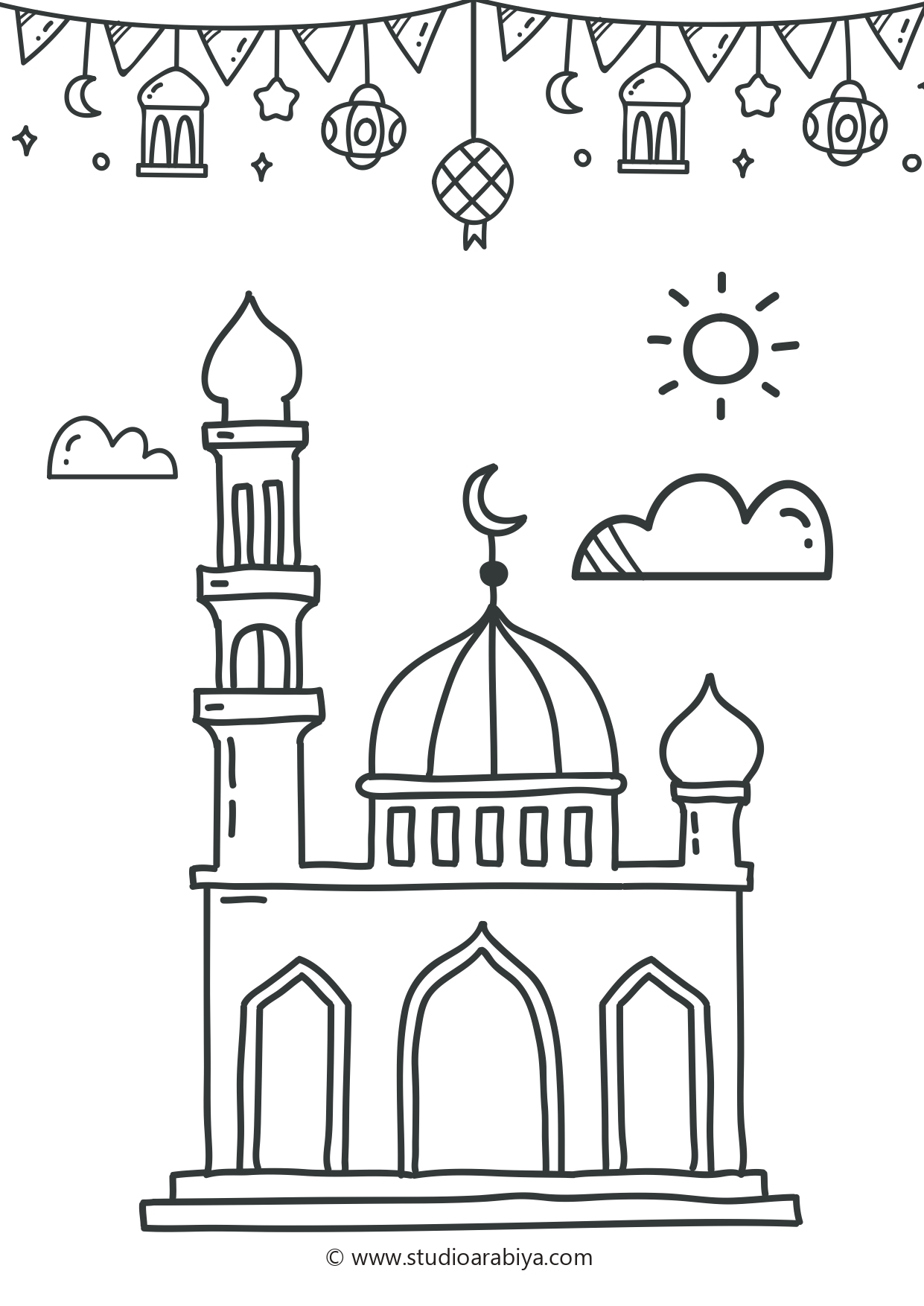 Coloriage Ramadan Mosque - Ramadan à imprimer