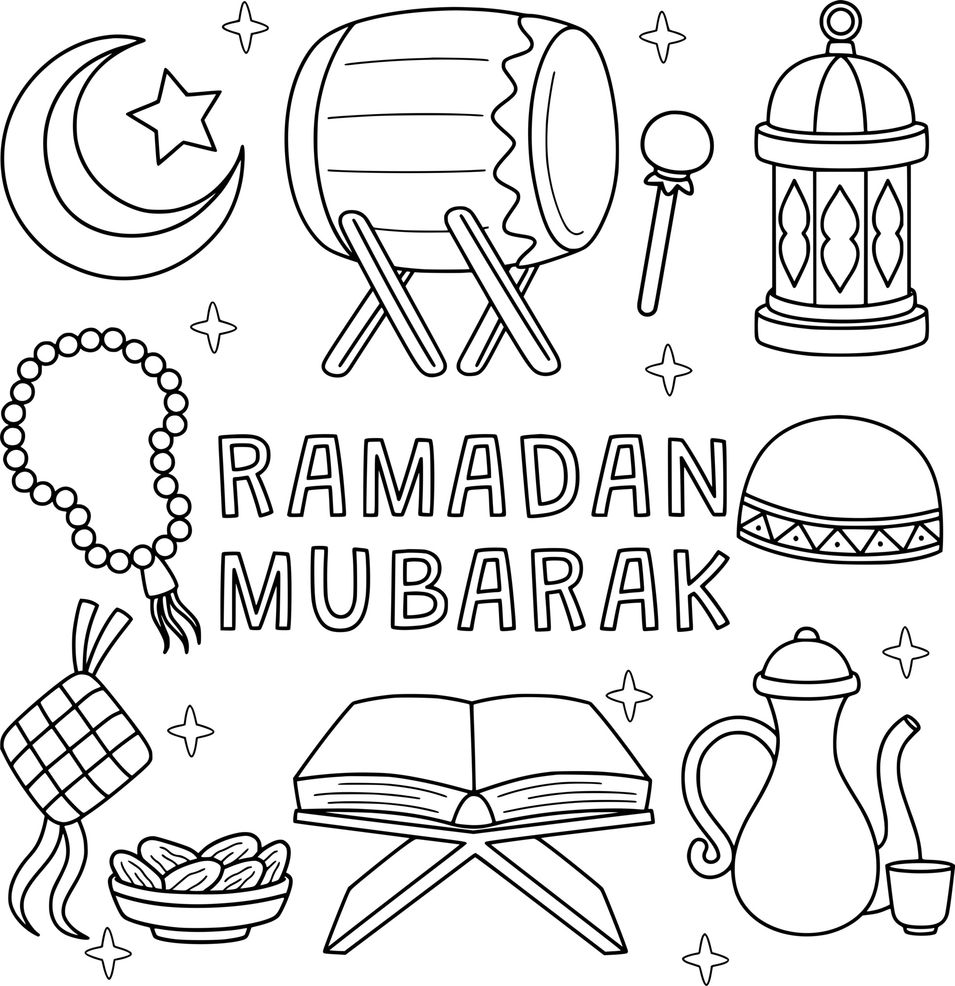 Coloriage Ramadan Moubarak Facile Pour Enfants - Ramadan à imprimer
