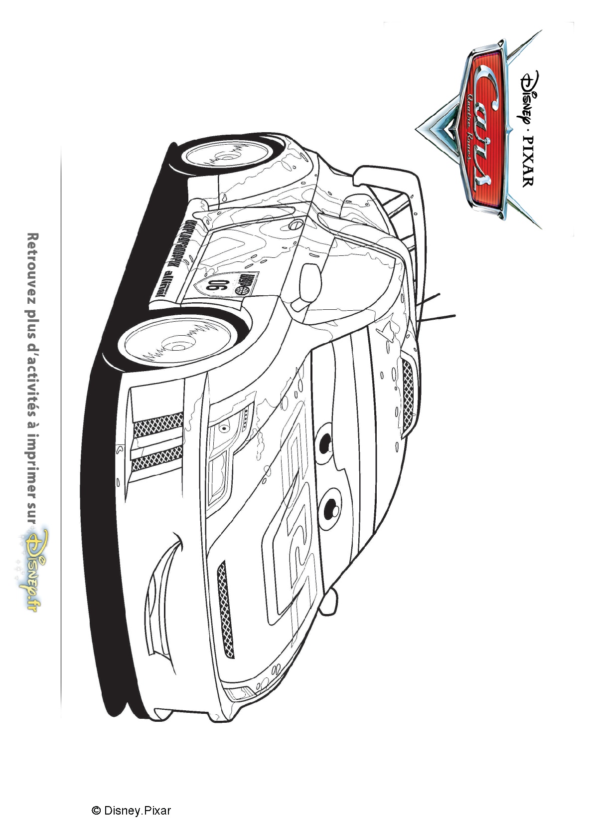 Coloriage Raoul Aroule Plus Grande Voiture De Rallye Au Monde Cars Disney - Cars à imprimer
