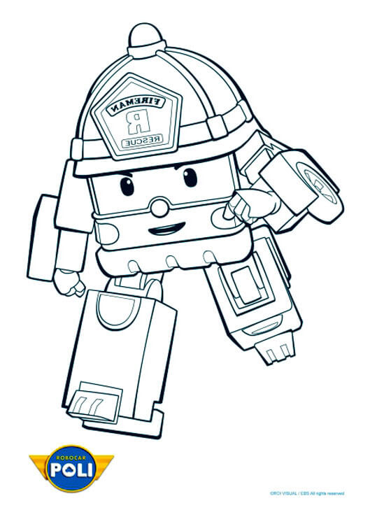 Coloriage Rapide Robocar Poli Camion De Pompier - Robocar poli à imprimer