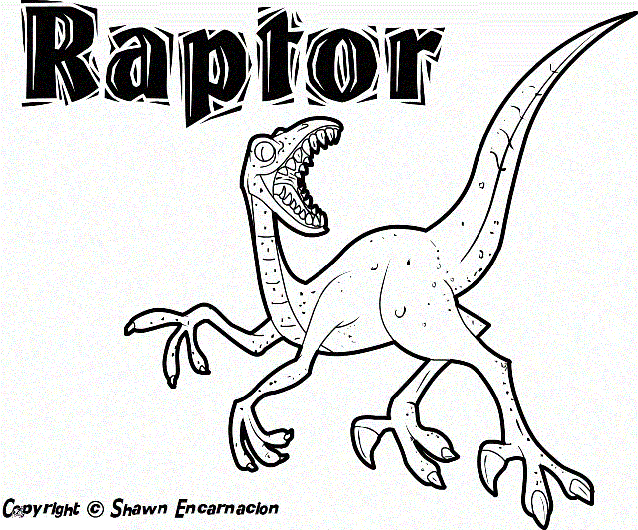 Coloriage Raptor féroce Jurassic World rugissant - Jurassic world park à imprimer
