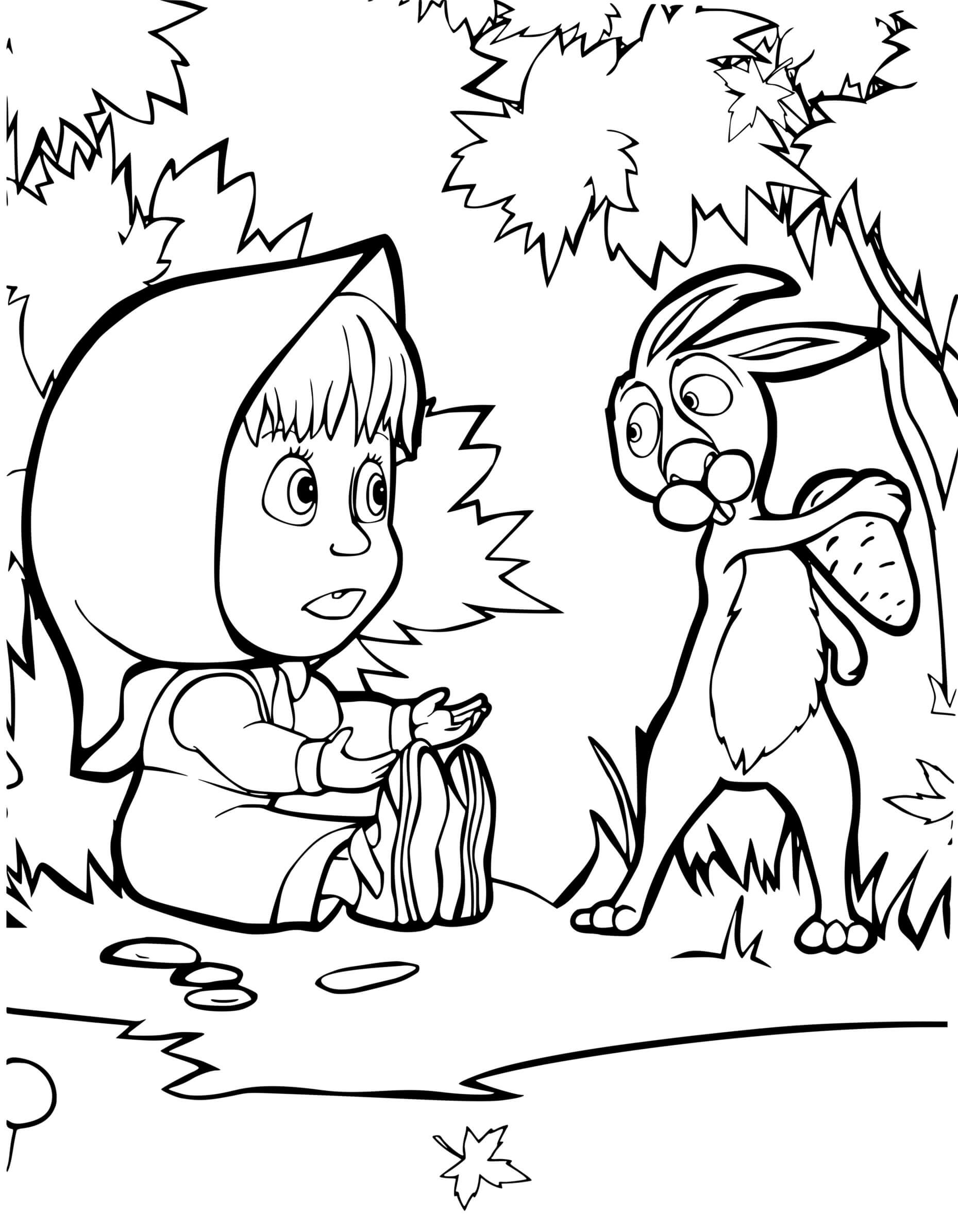 Coloriage Raskraska Masha Et Le Lievre Avec Une Carotte - Masha et michka à imprimer
