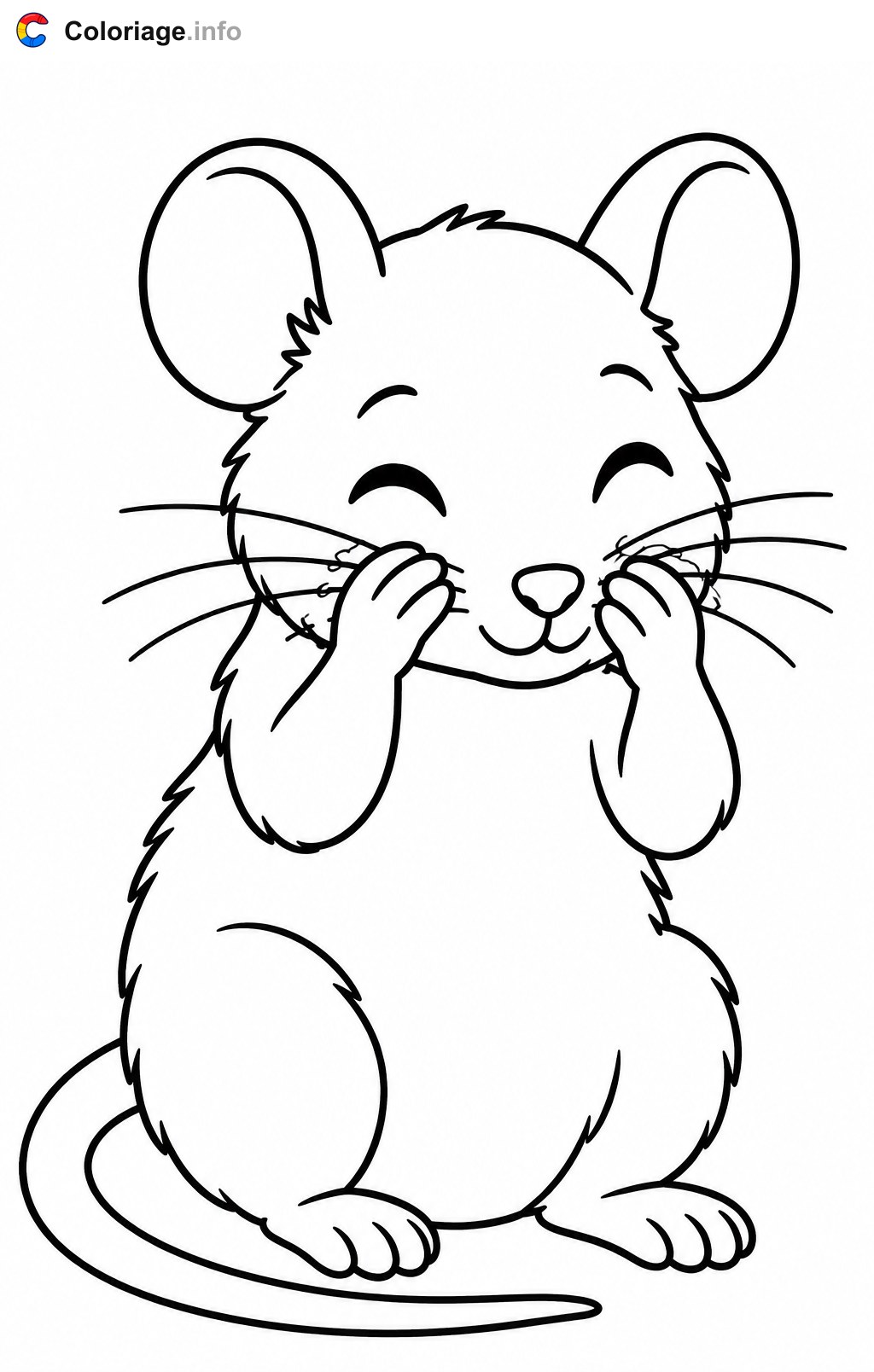 Super Rato Rato Lavando o Focinho com as Patinhas — Desenho para colorir