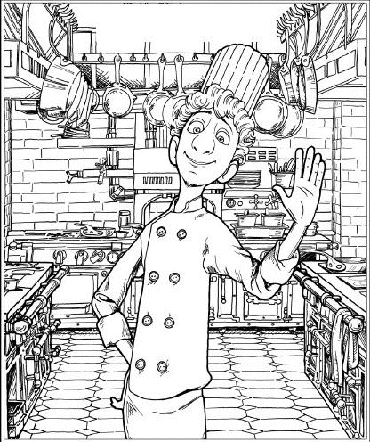 Coloriage Ratatouille Cuisinier Dans La Cuisine - Ratatouille à imprimer