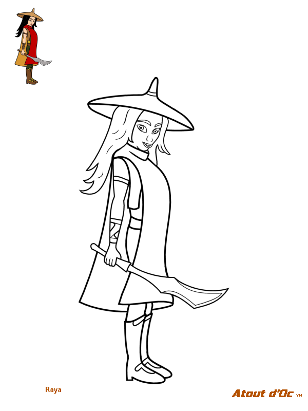 Coloriage Raya Au Royaume De Kumandra - Raya et le Dernier Dragon à imprimer