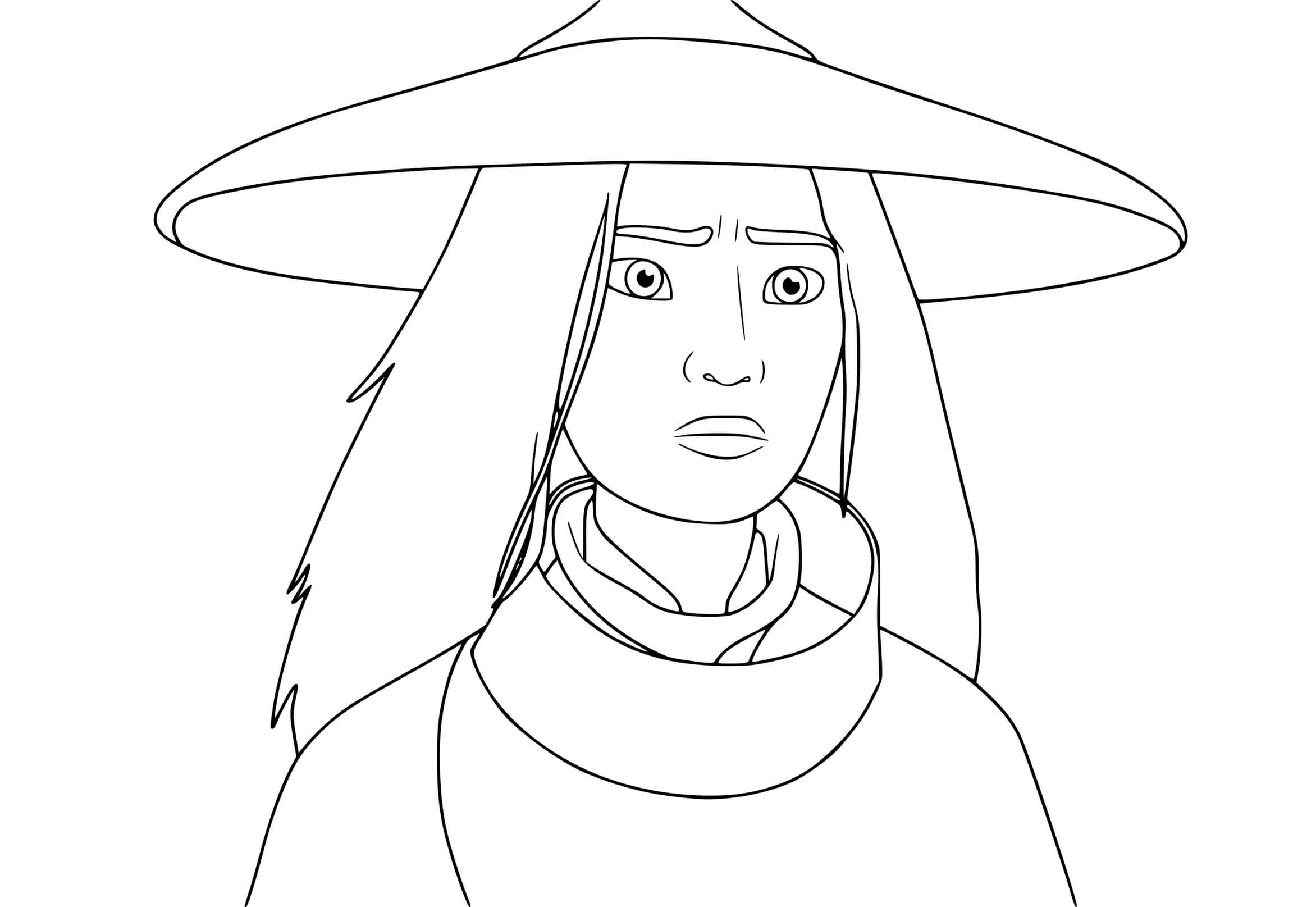 Coloriage Raya Est Inquiete - Raya et le Dernier Dragon à imprimer