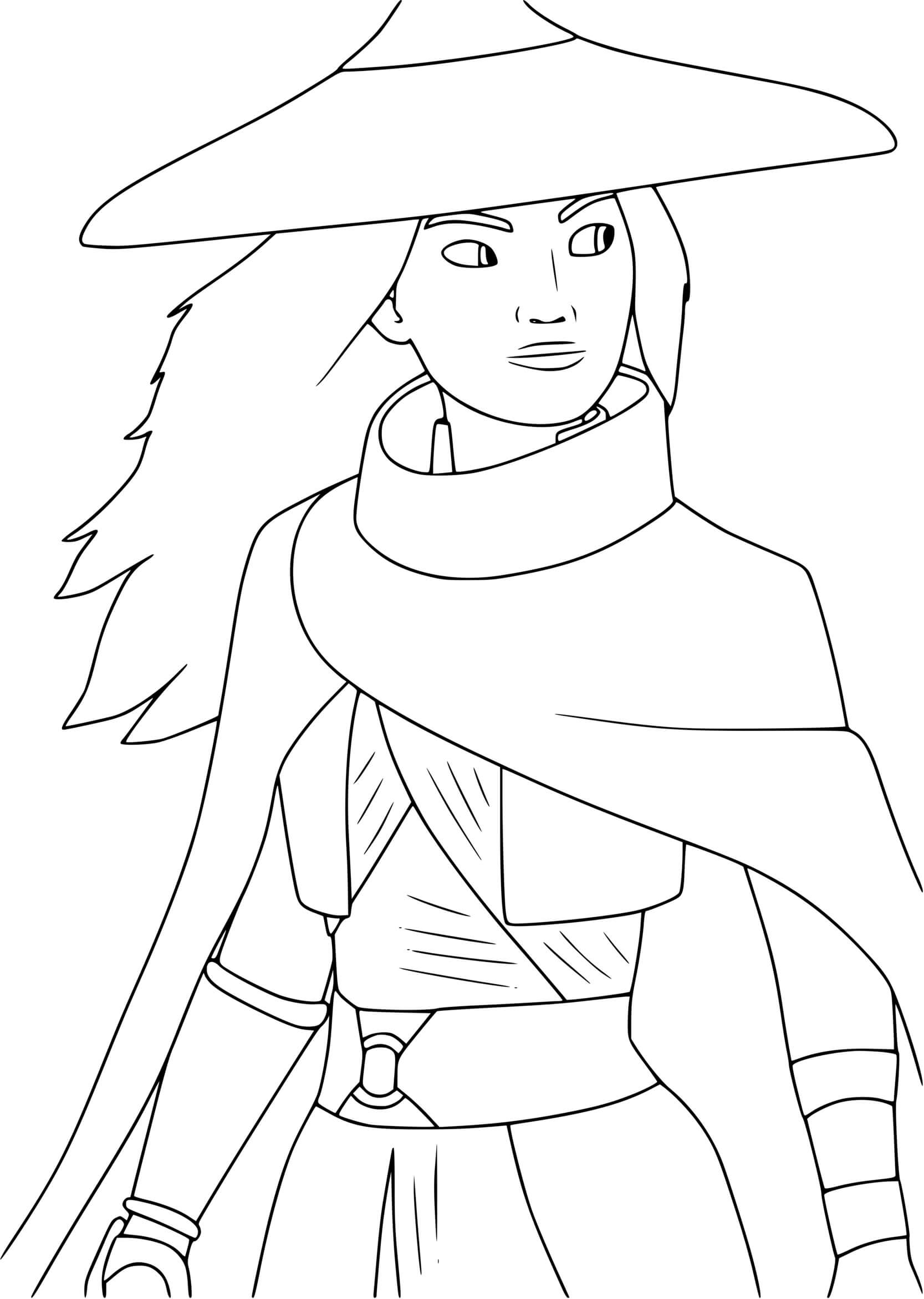 Coloriage Raya Regarde A Lhorizon - Raya et le Dernier Dragon à imprimer