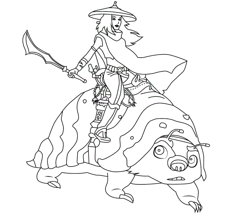 Coloriage Raya recherche le Dernier Dragon - Raya et le Dernier Dragon à imprimer