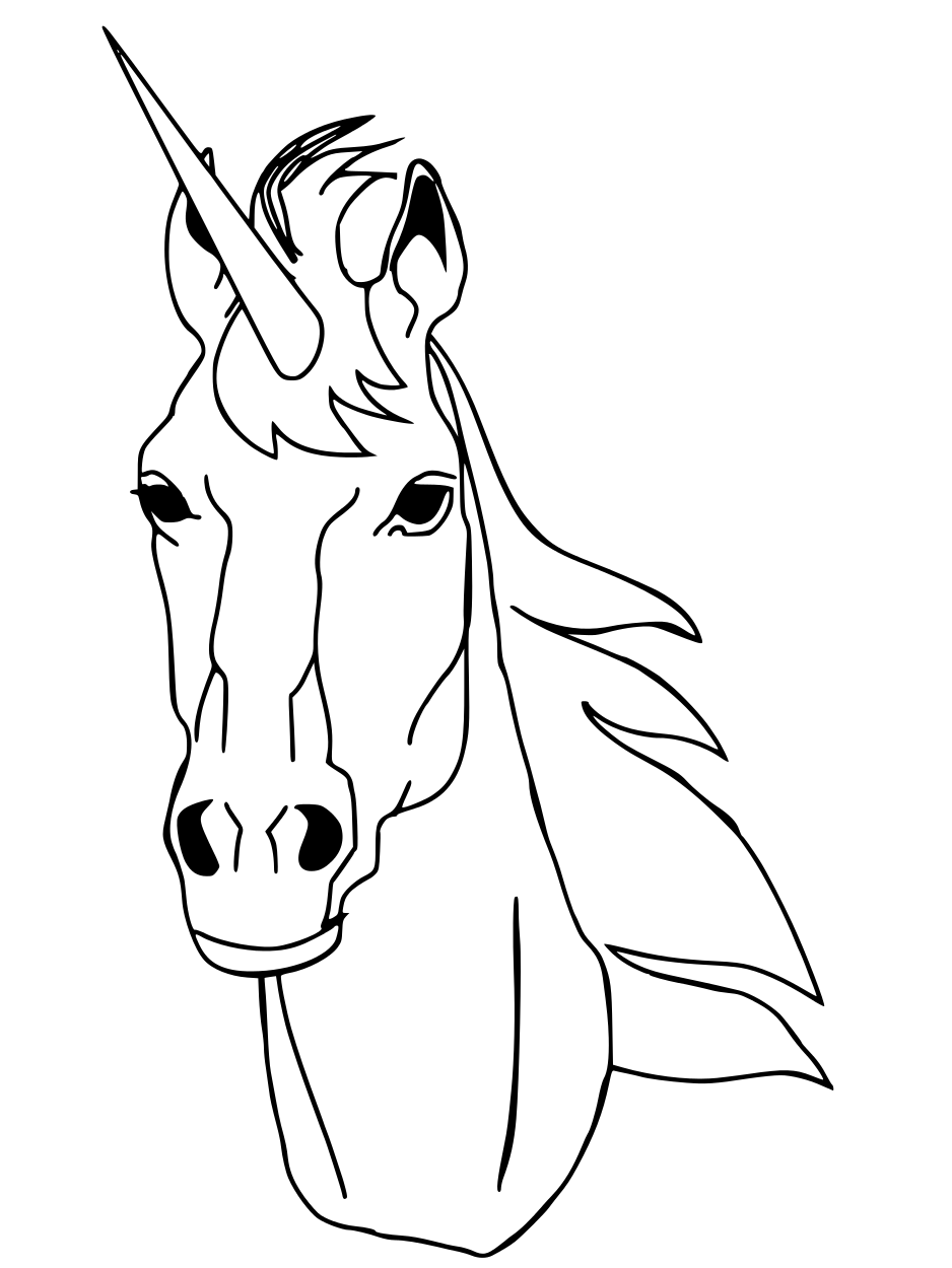 Coloriage Realistic Unicorn Head - Licorne à imprimer