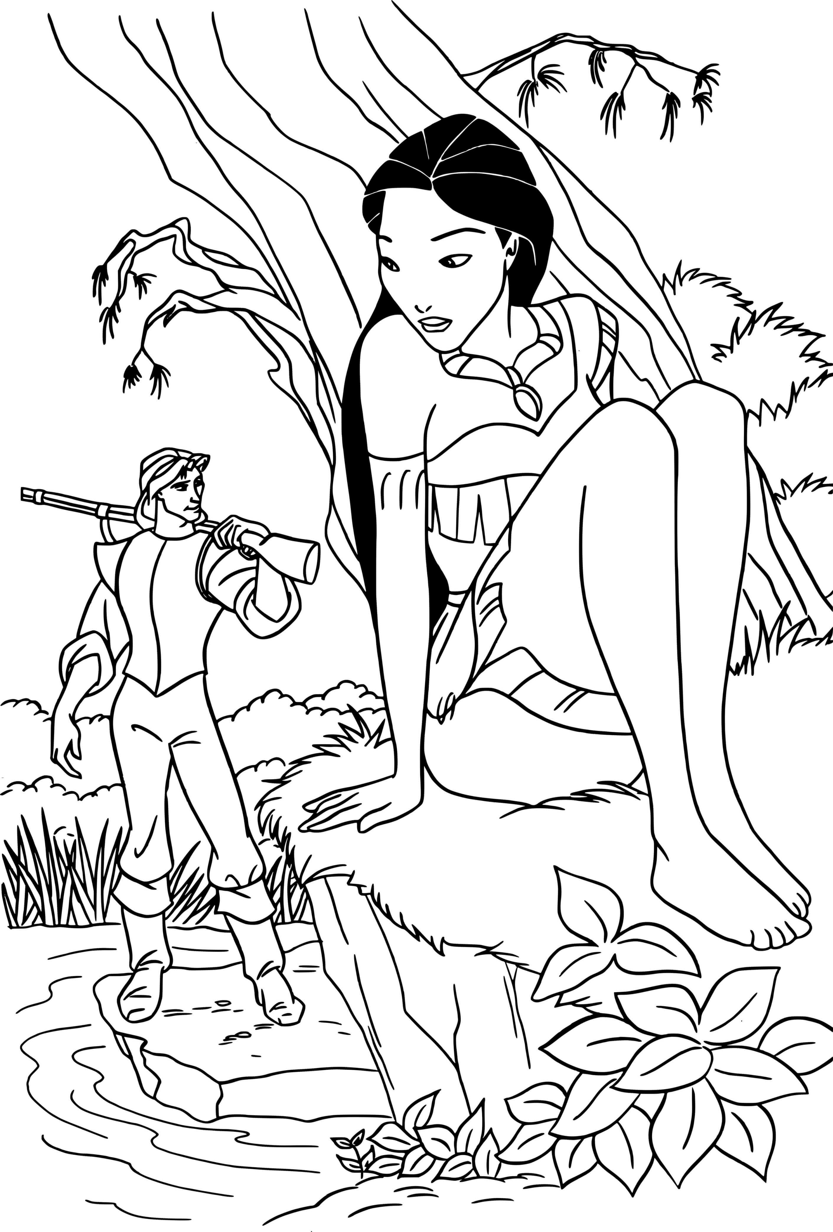 Coloriage Rebecca Rolfe Pocahontas - Pocahontas à imprimer