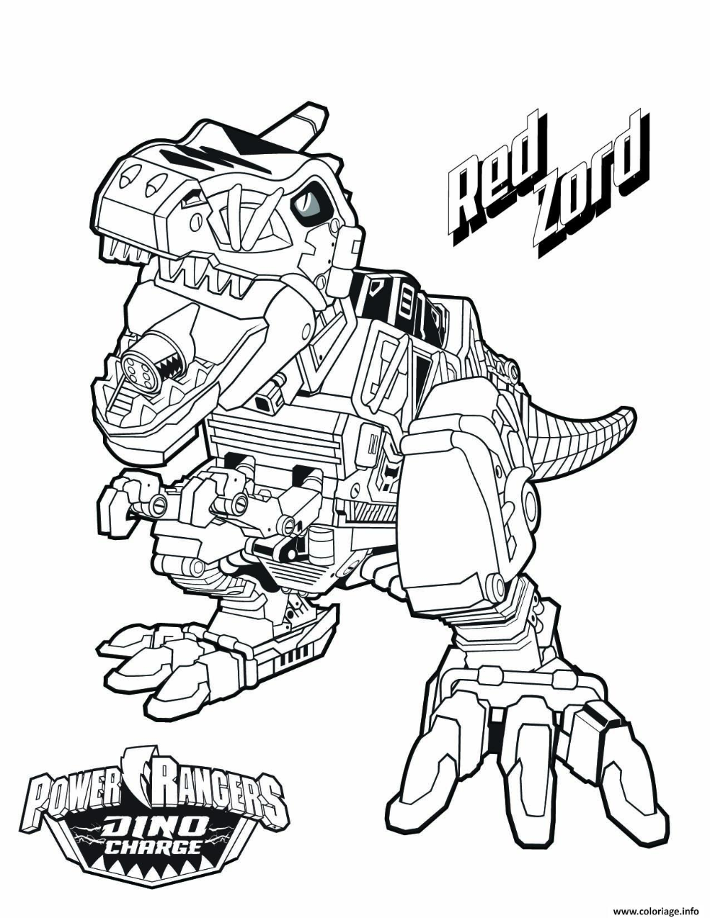 Coloriage Red Zord Dino Charge - Power rangers à imprimer