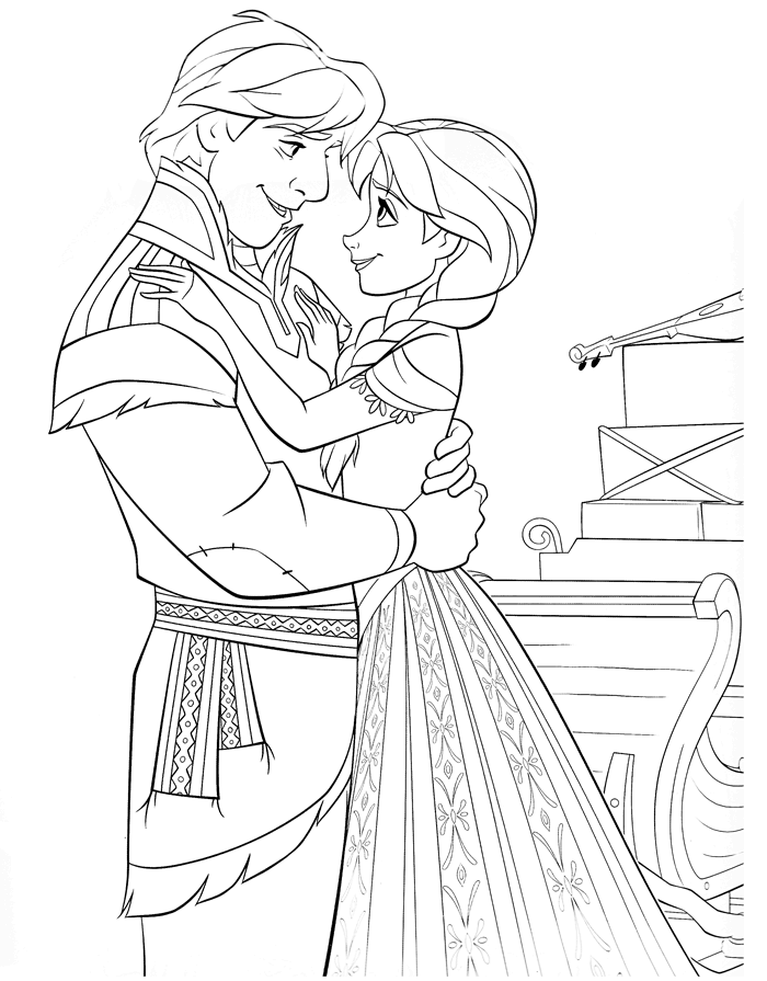 Coloriage Reine Des Neiges Amour Anna Kristoff - La Reine des neiges à imprimer