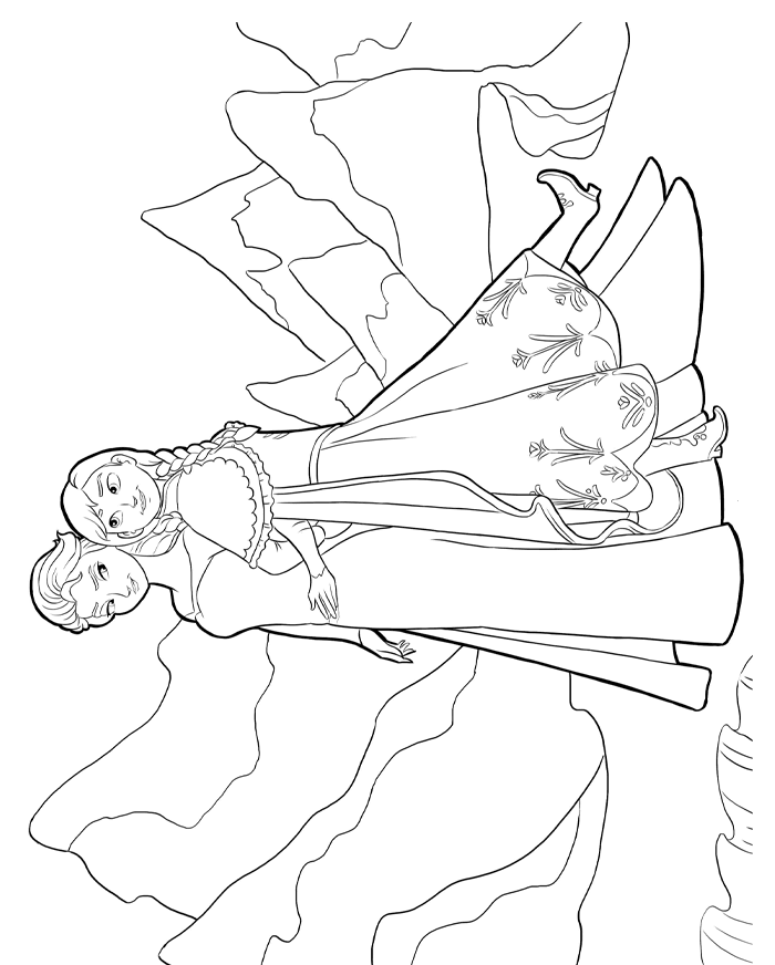Coloriage Reine Des Neiges Anna Et Elsa Dans Les Montagnes - La Reine des neiges à imprimer