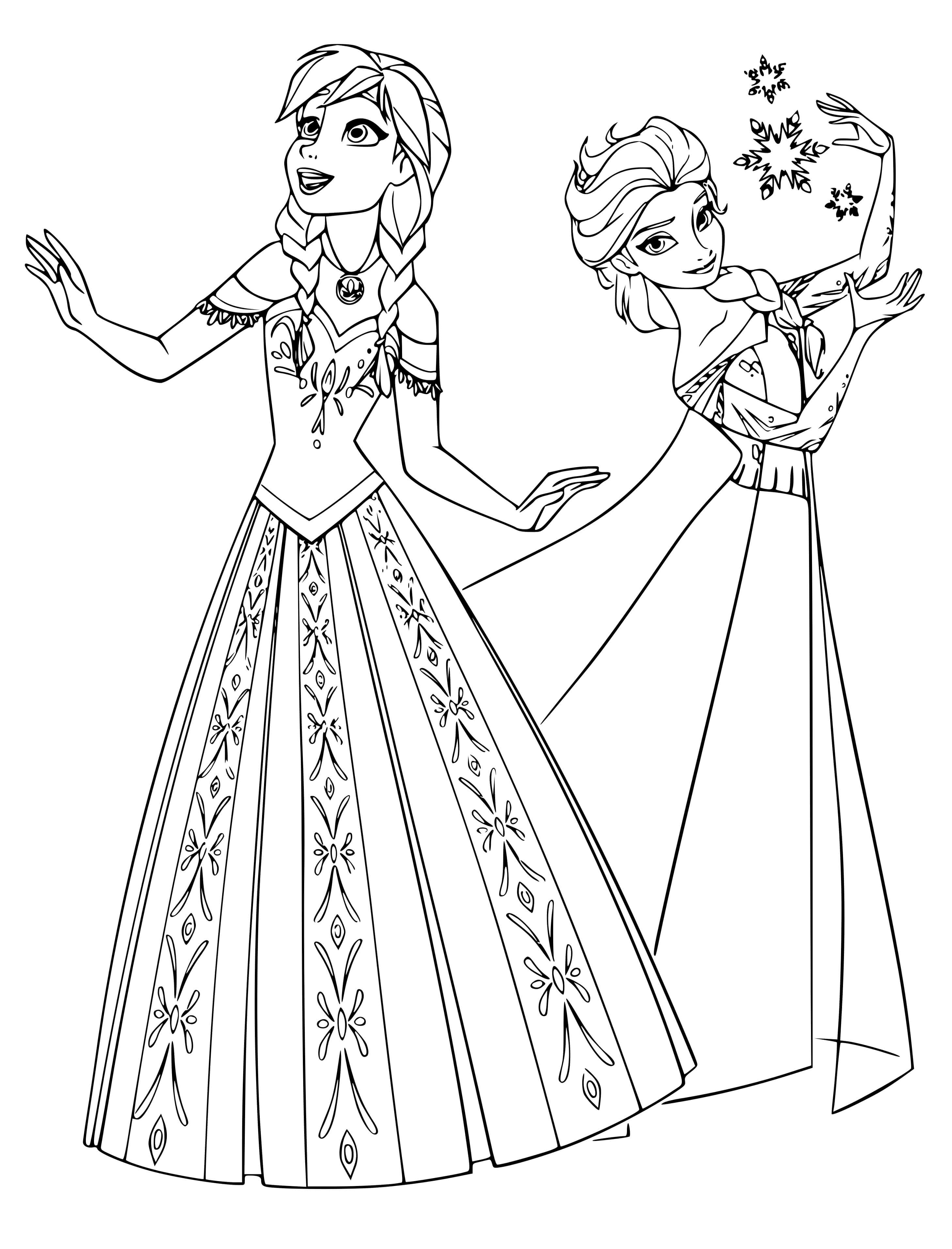 Coloriage Reine Des Neiges Anna Et Elsa Princesse - Elsa à imprimer