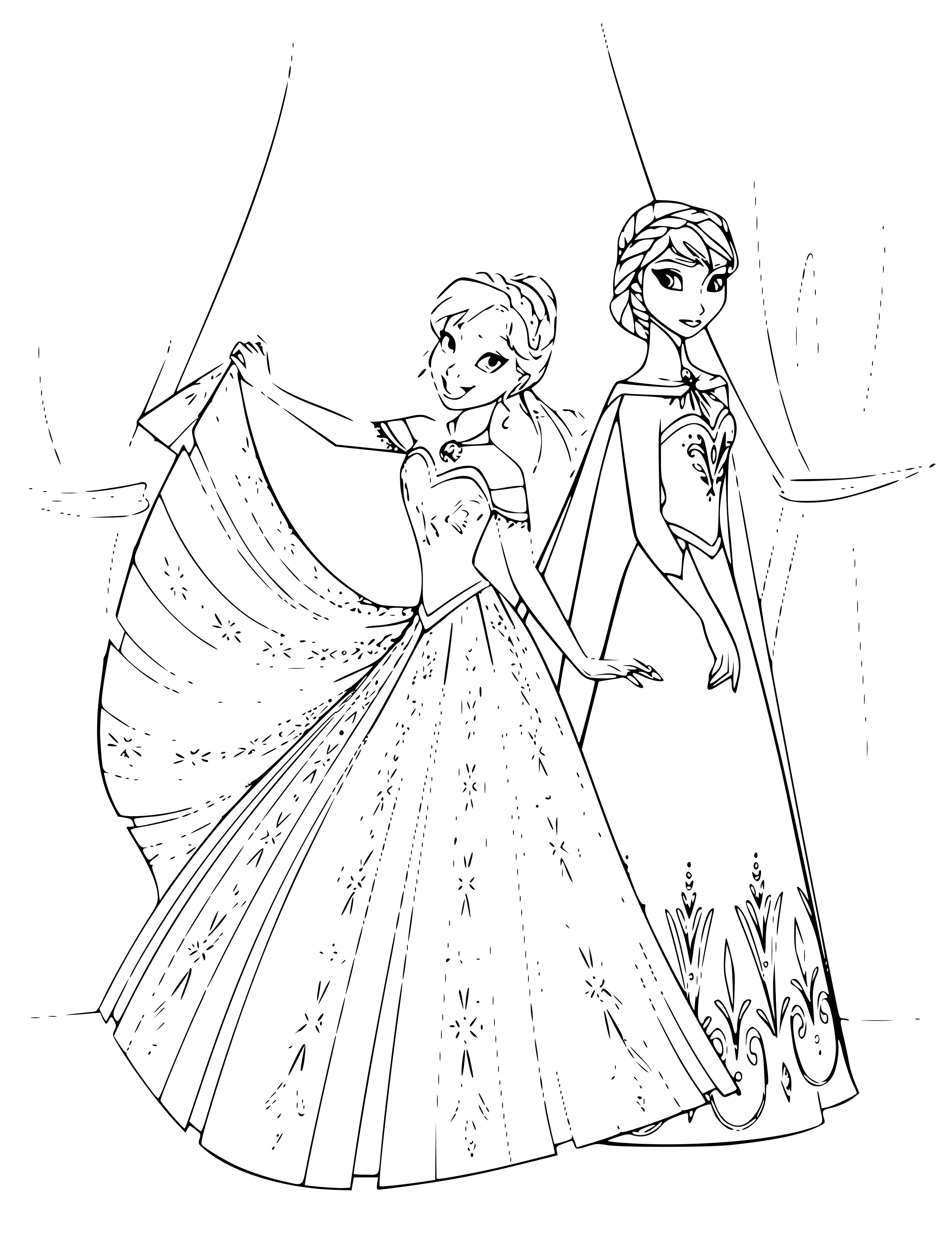 Coloriage Reine Des Neiges Princesse Anna Elsa Dessin - Elsa à imprimer