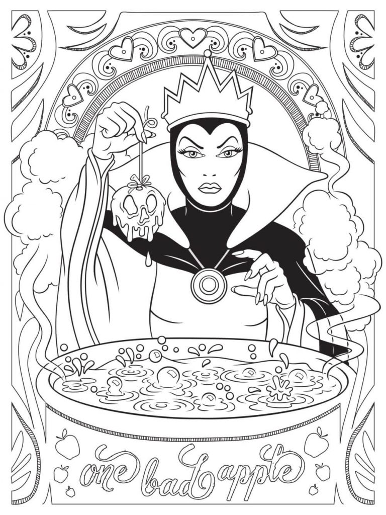 Coloriage Reine Méchante Une Mauvaise Pomme Disney Adulte - Disney adulte à imprimer
