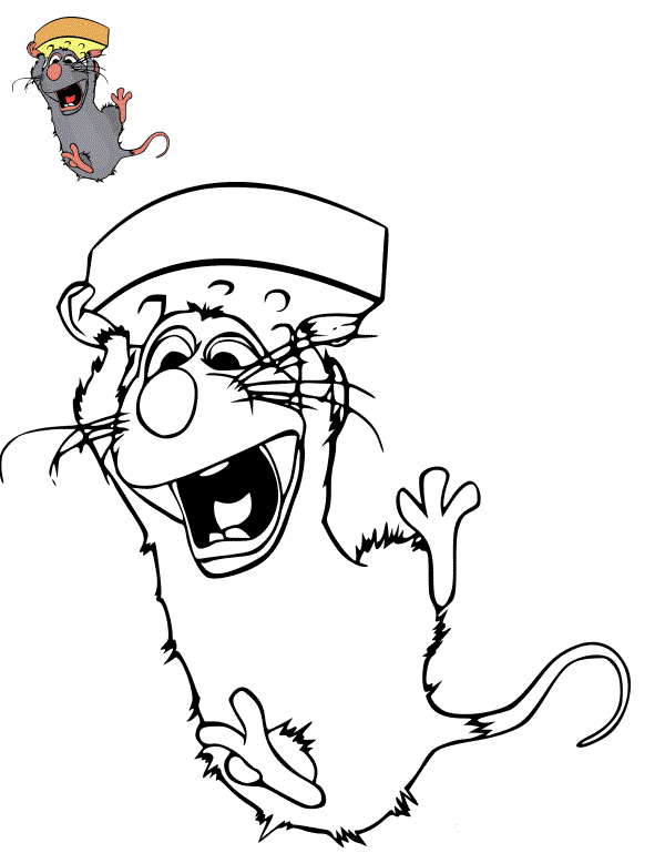 Coloriage Remy Avec Un Fromage Ratatouille - Ratatouille à imprimer