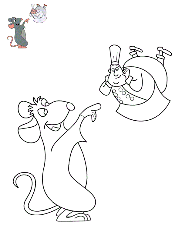 Coloriage Remy Et Gusteau De Ratatouille - Ratatouille à imprimer