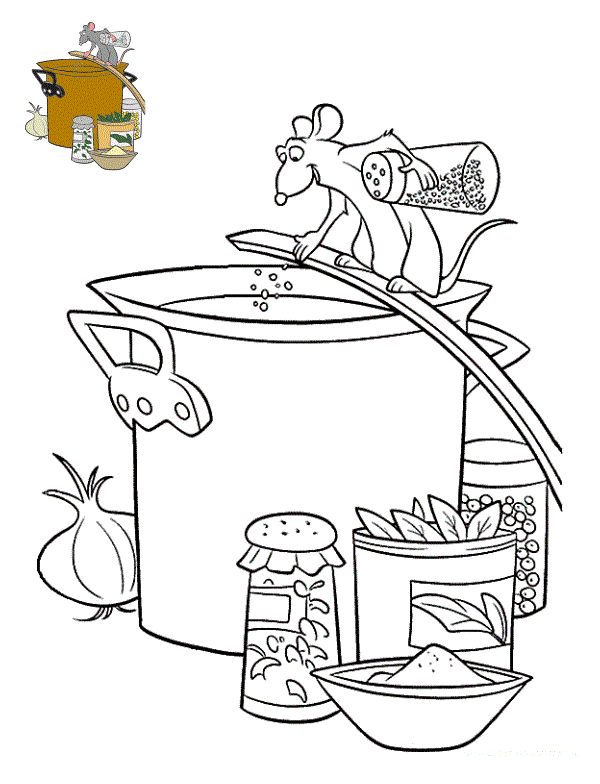 Coloriage Remy Prepare Un Repas Chaleureux Ratatouille - Ratatouille à imprimer
