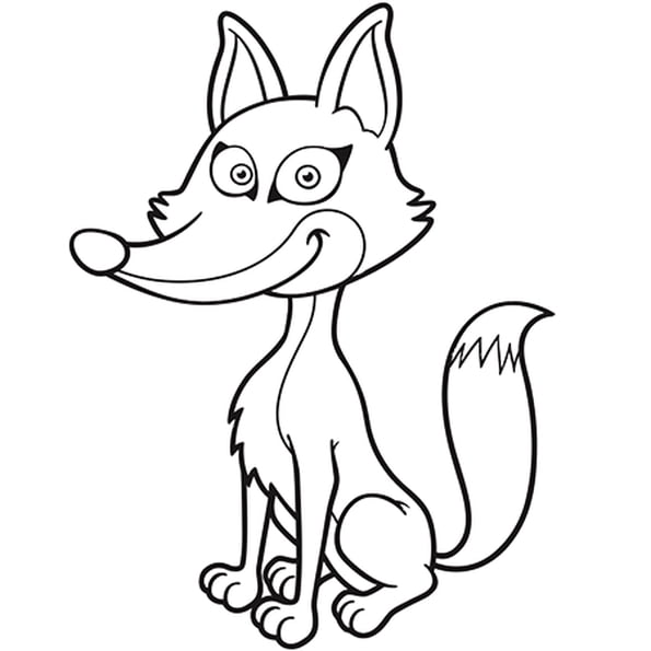 Coloriage Renard Joyeux Facile Enfant - Renard à imprimer